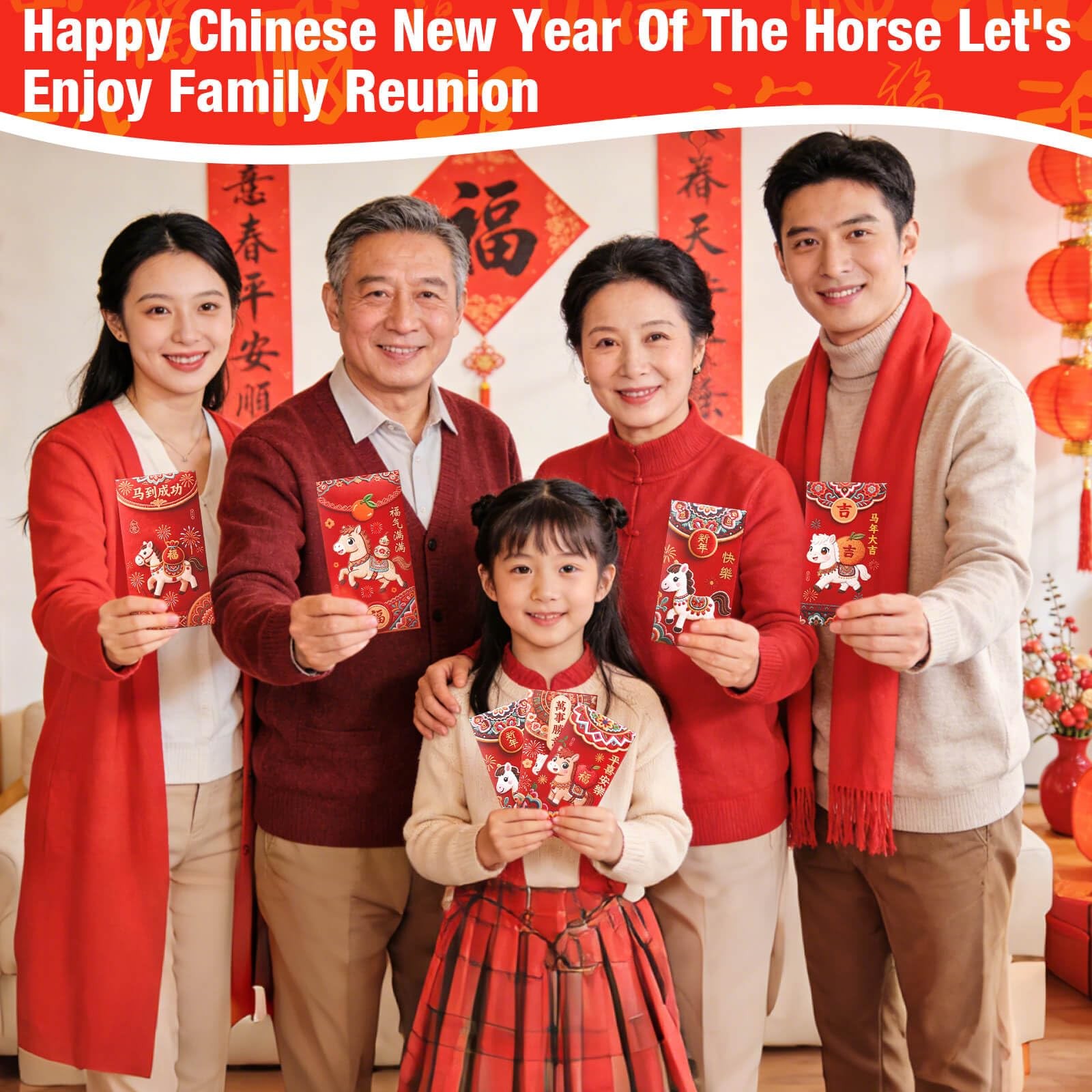 36PCS Chinese Red Envelopes, 2026 Year of the Horse New Year Red Envelopes, S…