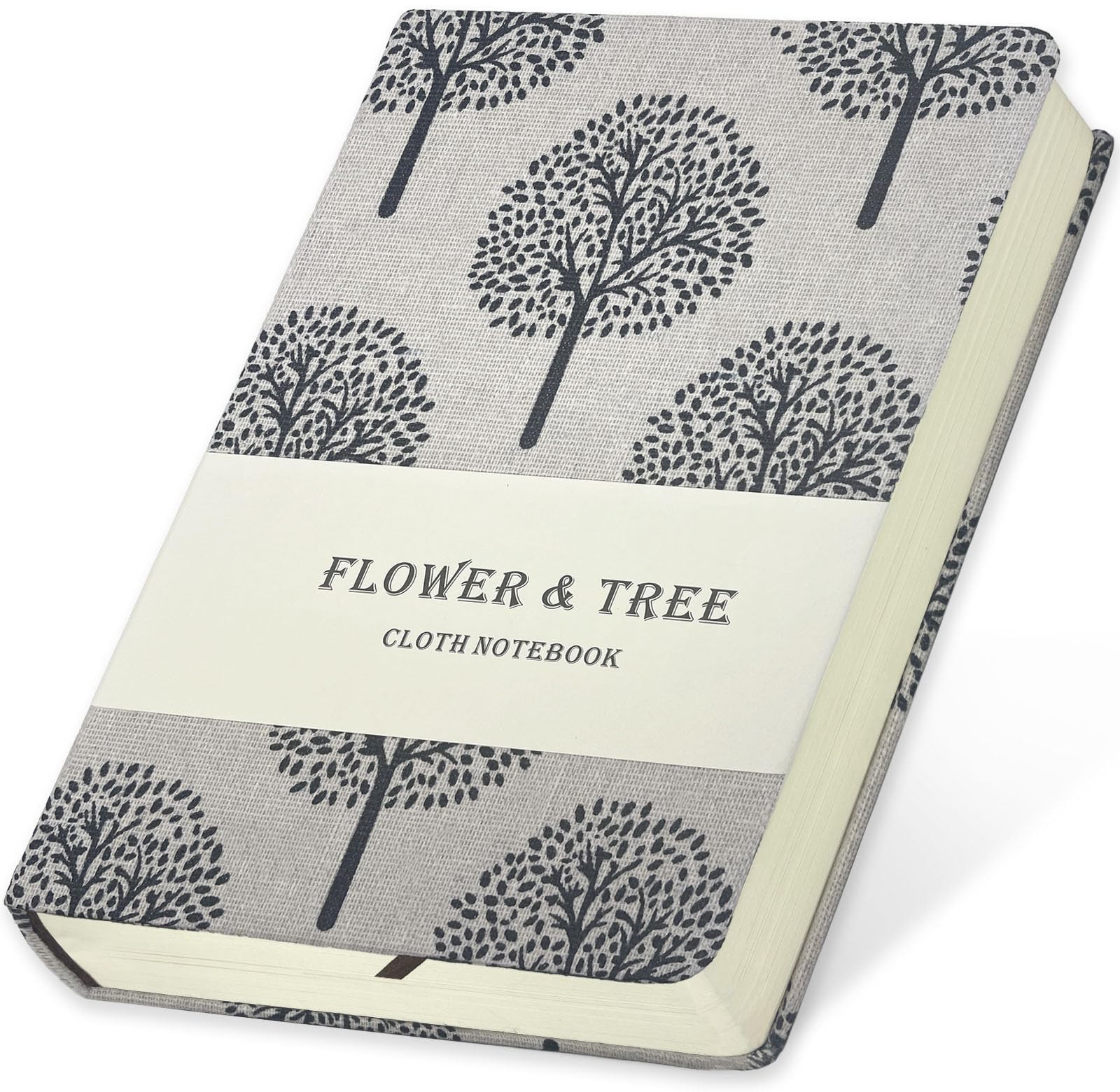 Notebooks 5×7 Ruled & Blank Hardcover 264 Pages Black Tree Beige Fabric
