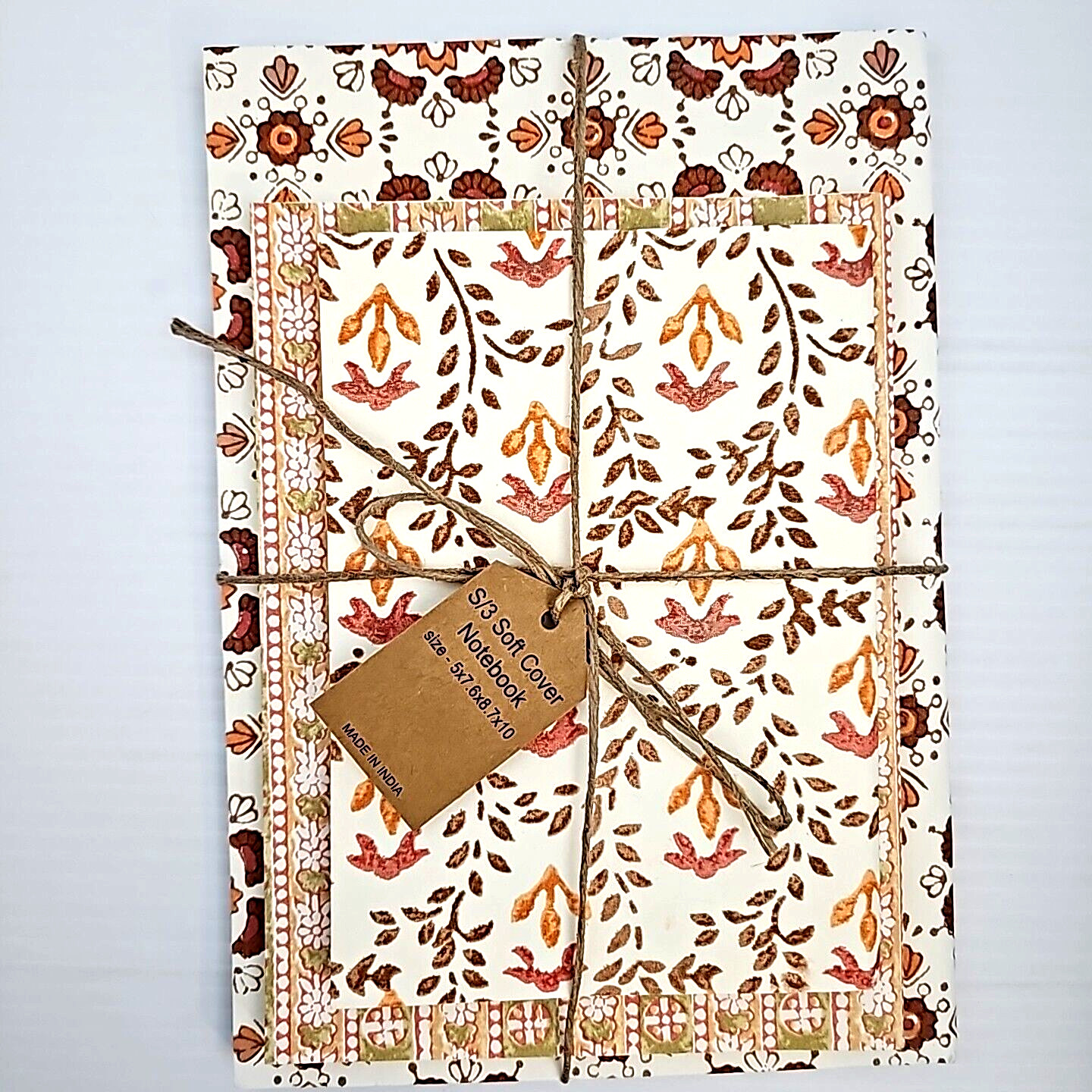 Lined Notebooks Handmade in India Set of 3: 5×7, 6×8, 7×10 Inches NWT