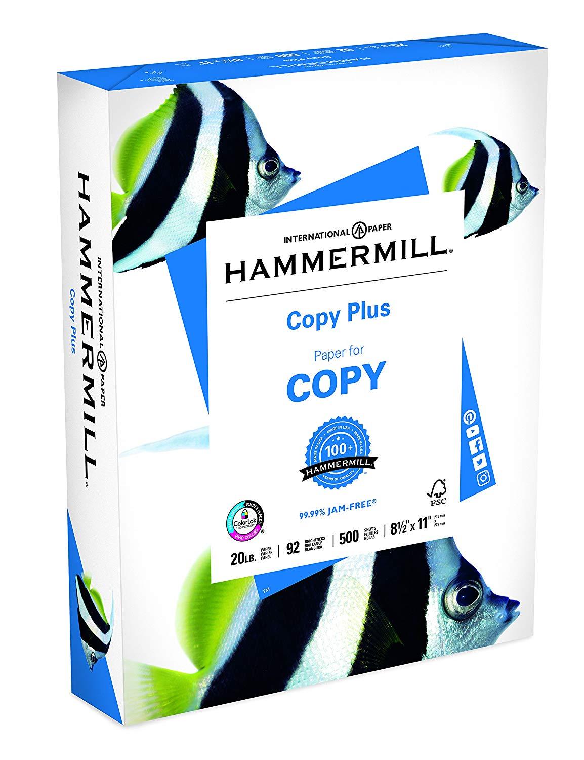 Hammermill Copy Plus Paper – Letter Size, 8.5″ x 11″, 20 lb, 500 Sheets
