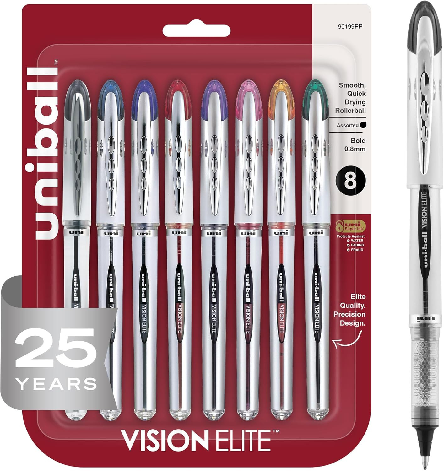 Uni-Ball® Vision™ Elite™ Liquid Ink Rollerball Pens, Bold Point, 0.8 Mm, Black B