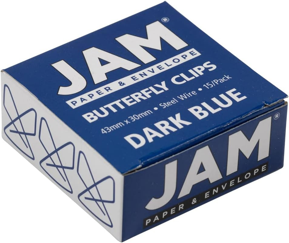 Colorful Butterfly Clips – Dark Blue Paperclips – 15/Pack