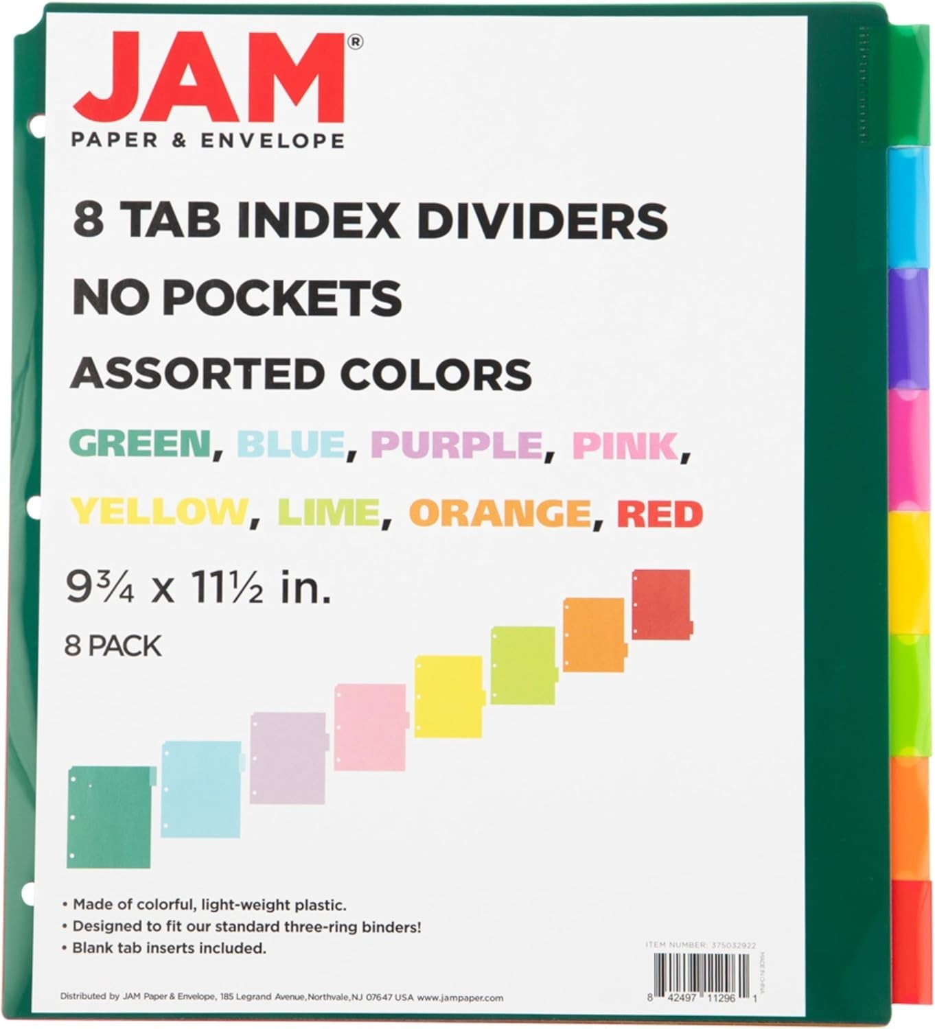 Multi-Color 8-Tab Plastic Index Dividers for Organizational Ease