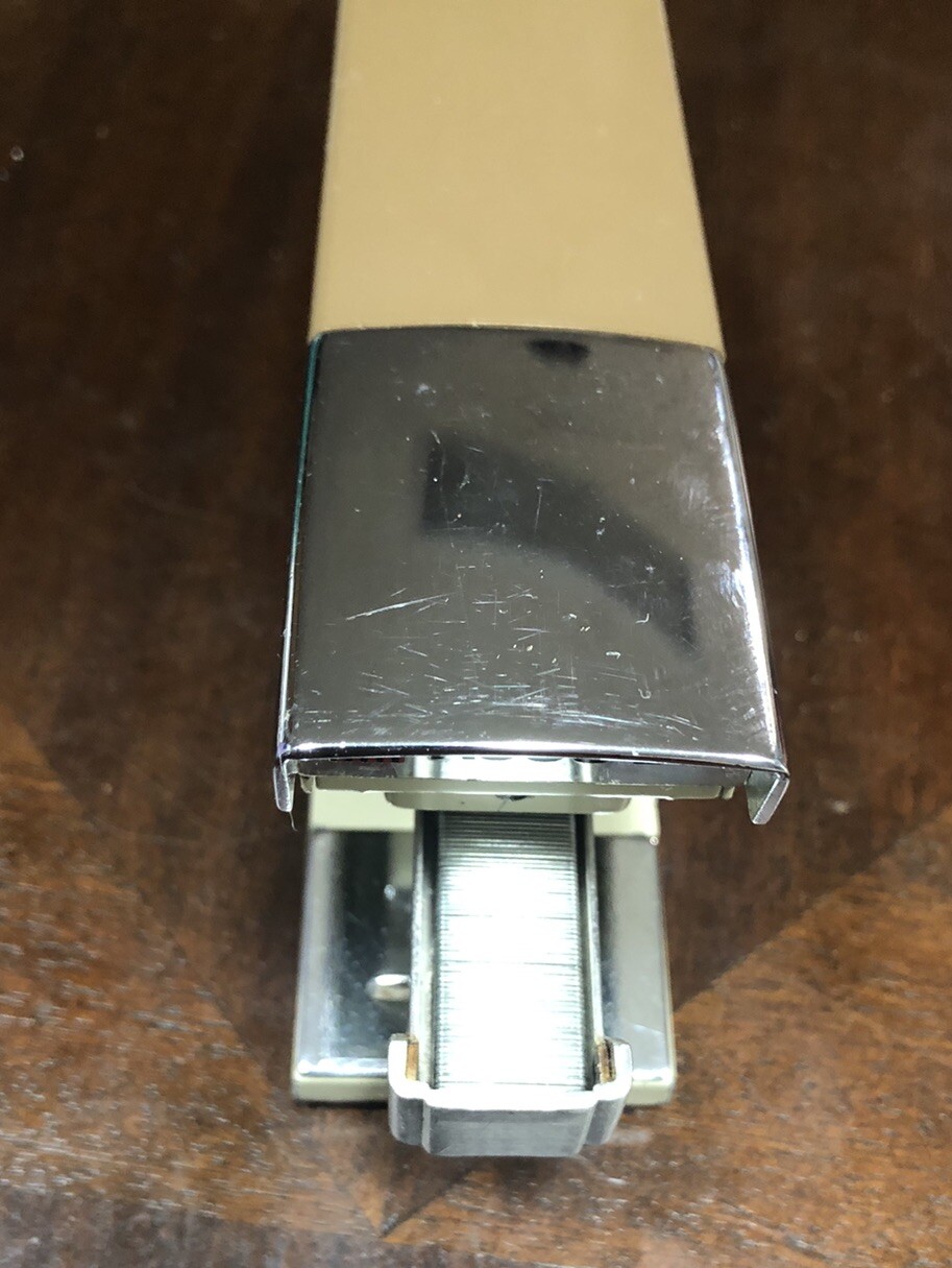 Vintage Acco 20 Tan And Chrome Stapler Desk Retro USA Works Great Retro