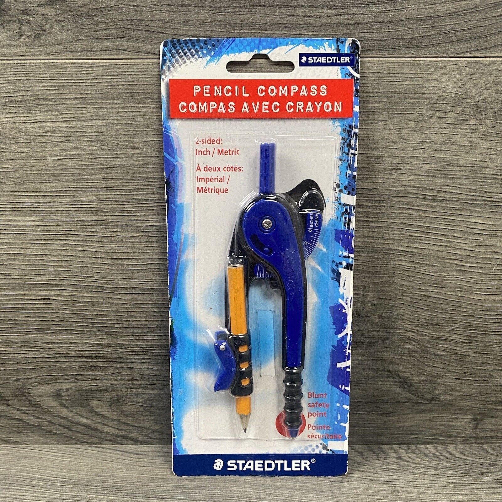 STAEDTLER Pencil Compass #957 SBK5* Blunt Metal Safety Tip * Blue