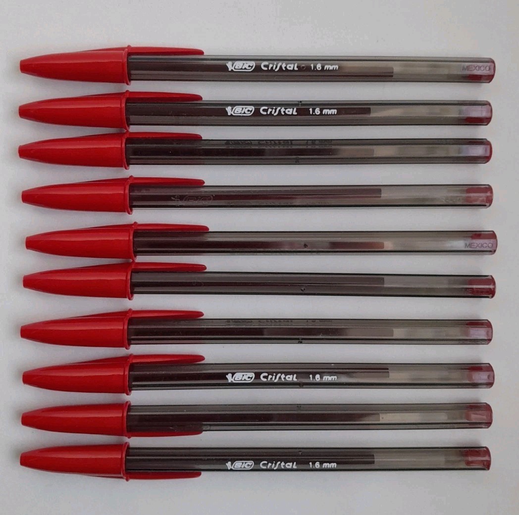 Bic Cristal Xtra Bold Red Ballpoint Pens 1.6mm Lot of 10 Brand New