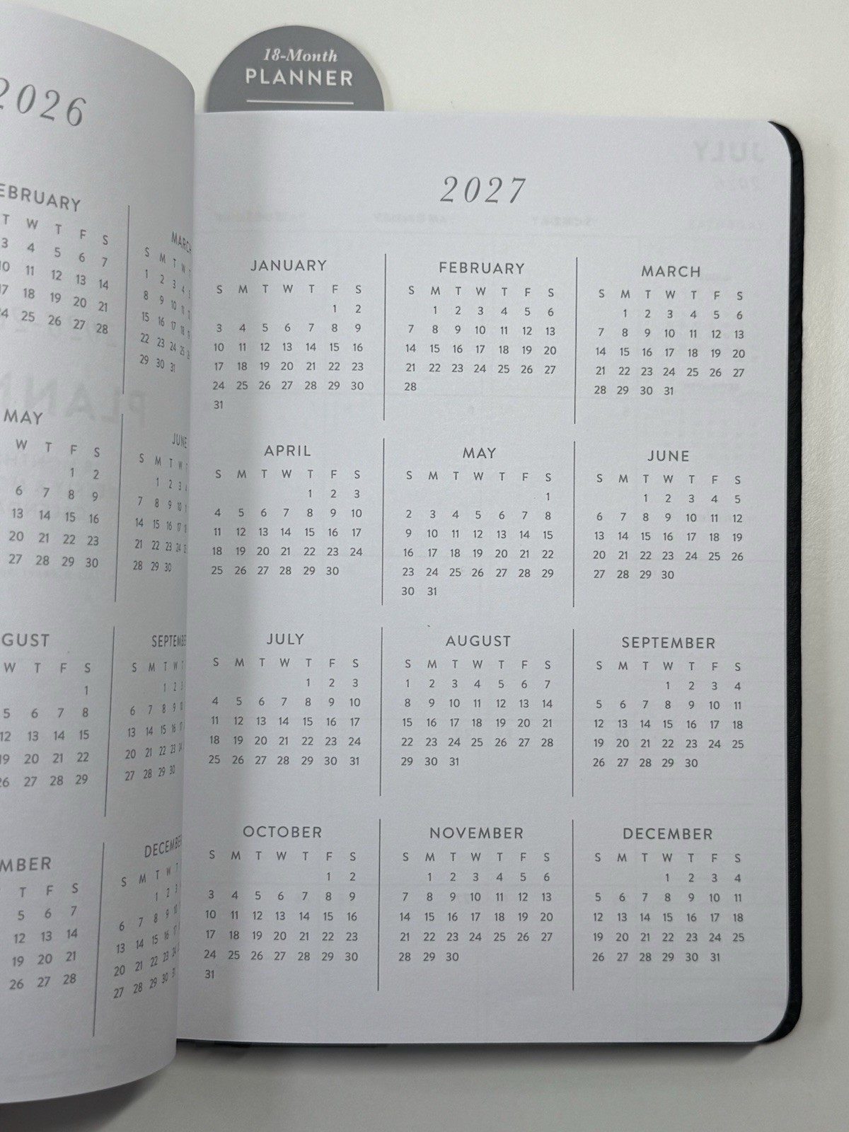 2026-2027 18-Month Calendar Planner Weekly BLACK & GOLD ECCOLO Sz 5×8”