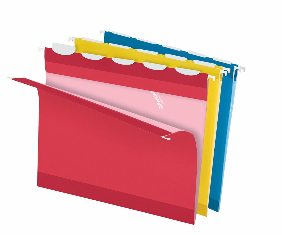 NEW Pendaflex Reinforced Hanging LETTER Size RED BLUE YELLOW 3 FOLDER SET #518
