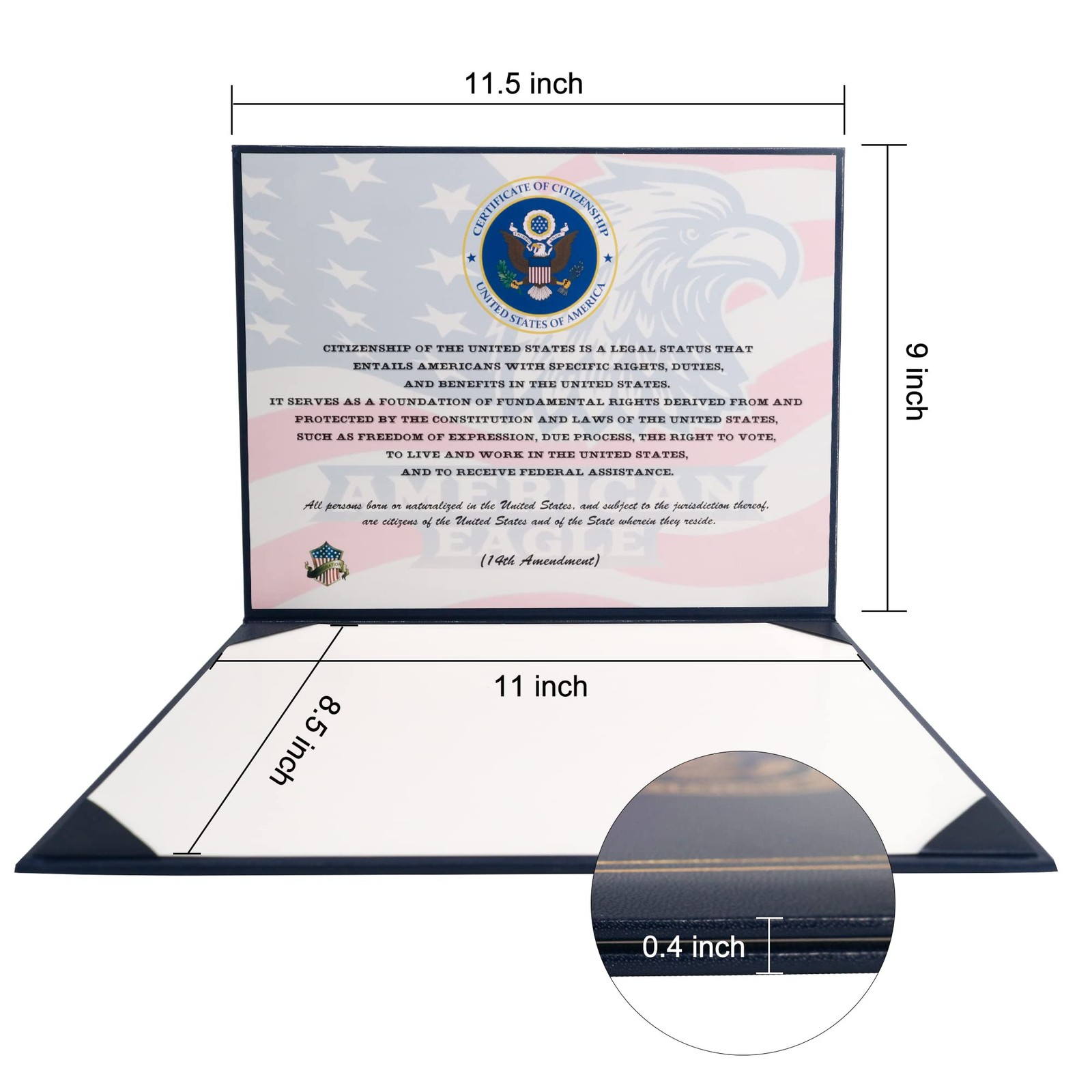 US Citizenship Certificate Holder 2025 Naturalization Padded Leatherette Cove…