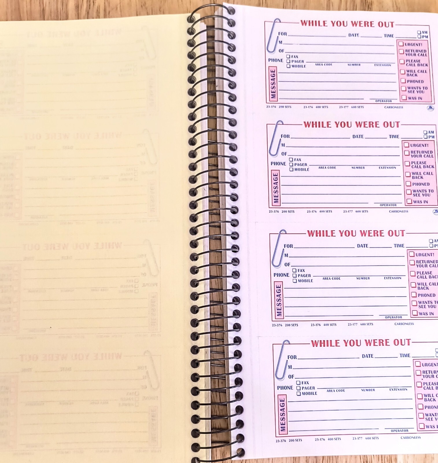 Ampad Duplicate 400 Message Book. Telephone Message Form, “While You Were Out”.