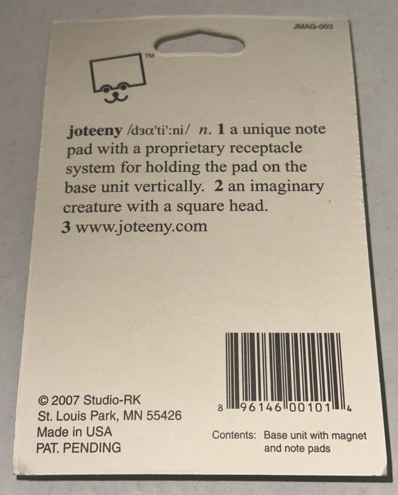 JoTeeny Post-It Note Holder Tray Dispenser Desk Base Unit Magnetic JMAG-003 NOS