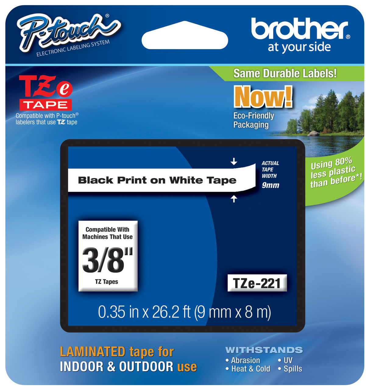 GENUINE Brother 3/8″ BLACK ON WHITE Label Tape Fits PT-1880 – Authorized Dealer