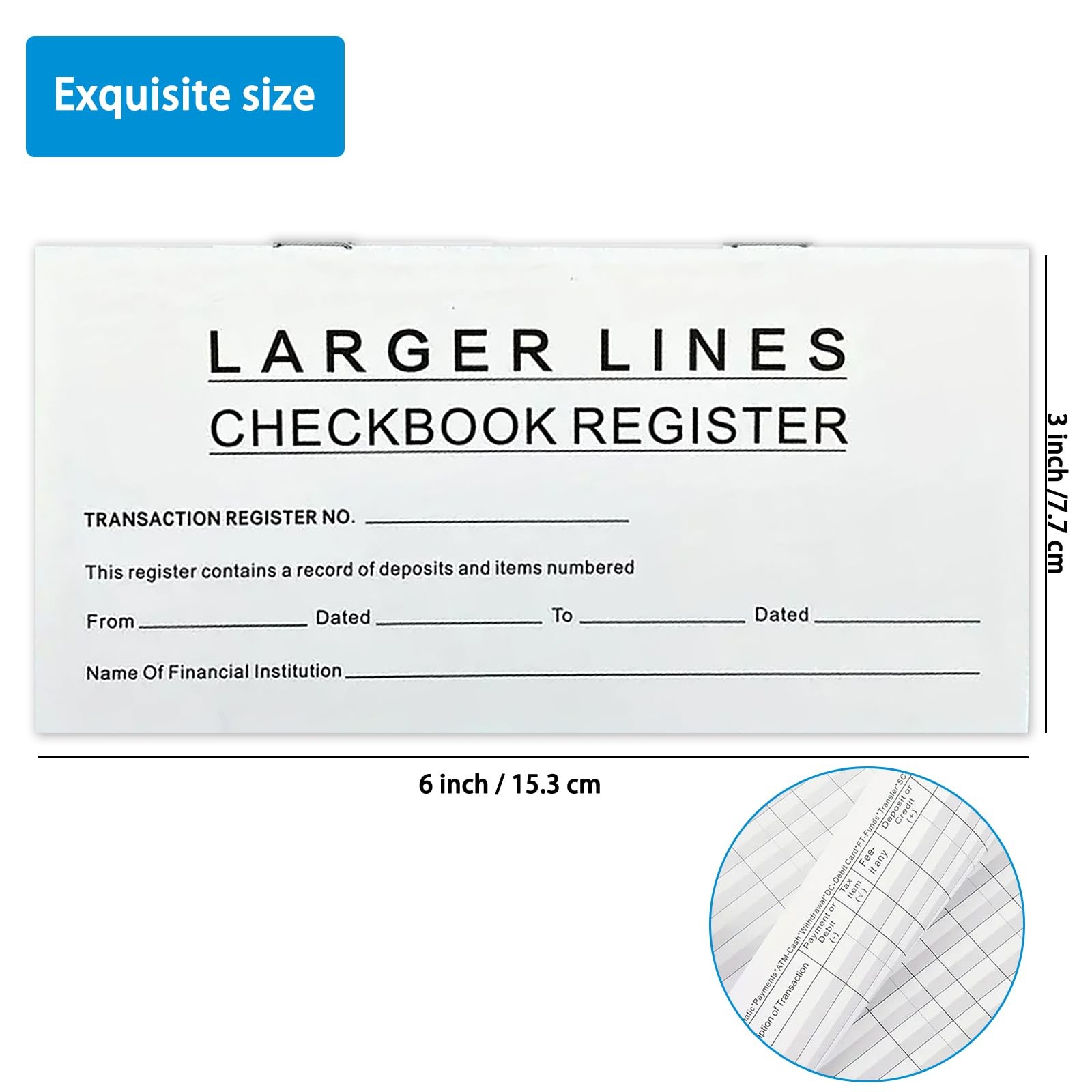 12 Pack Checkbook Register, Check Registers for Personal Checkbook, 6″ × 3″