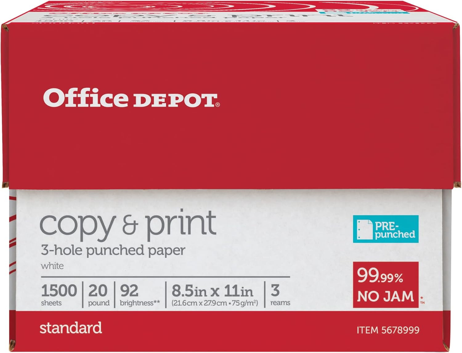 ® 3-Hole Punched Multi-Use Printer & Copy Paper, 3 Reams, White, Letter (8.5″ x