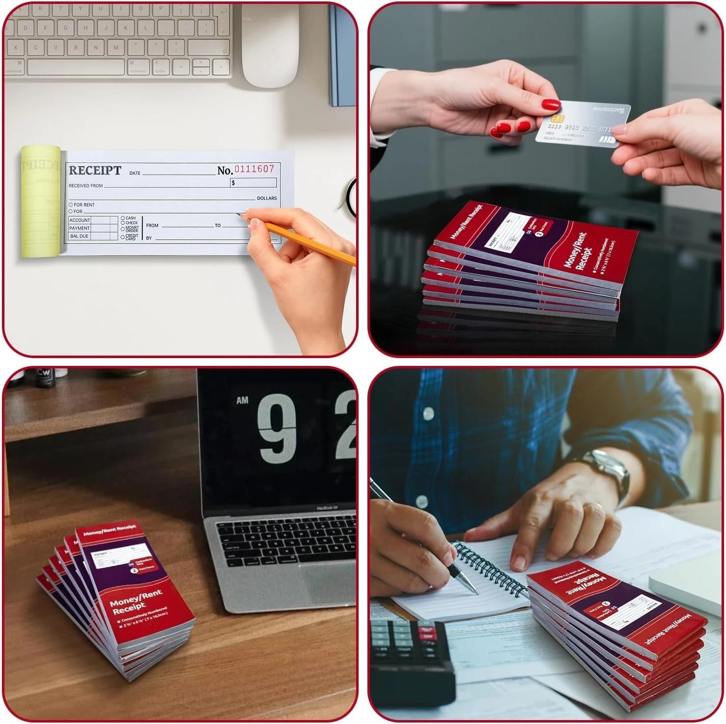 6-Pack Carbonless Receipt Book for Small Business – Money & Rent Receipts,…