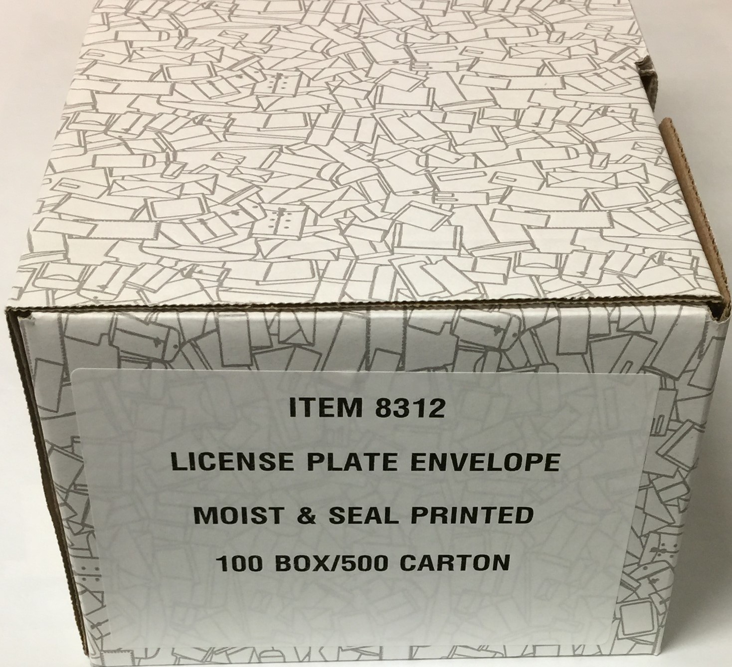 Moist and Seal Imprinted License Plate Envelope 100 Qty per box (R78M)