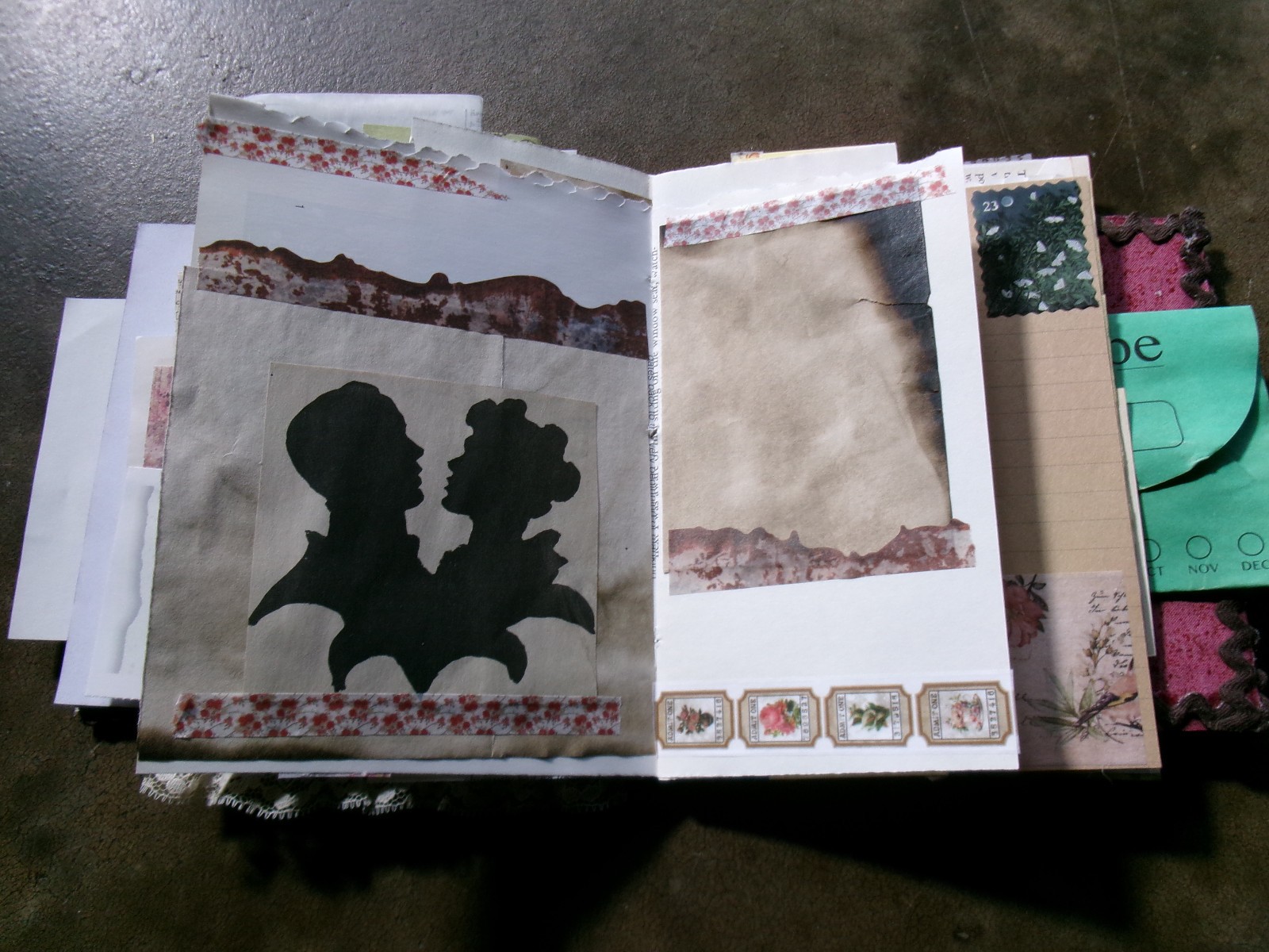 LOT OF 2 JUNK JOURNALS VINTAGE CHILDREN TAGS TUCKS BOOK PAGES COFFE STAIN PAGES