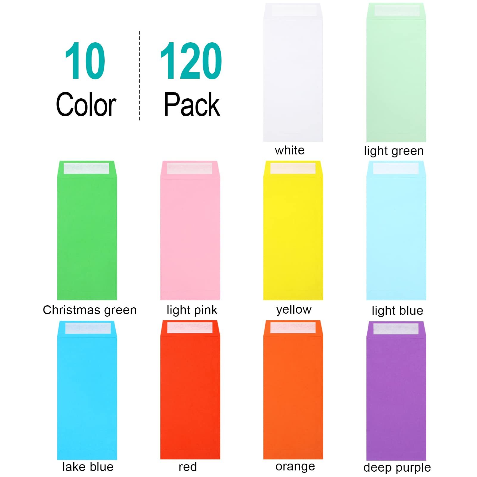 Colorful Cash Envelopes 120 Pack 3.5 X 6.5 Inch – Money Envelopes for Cash, 80 G