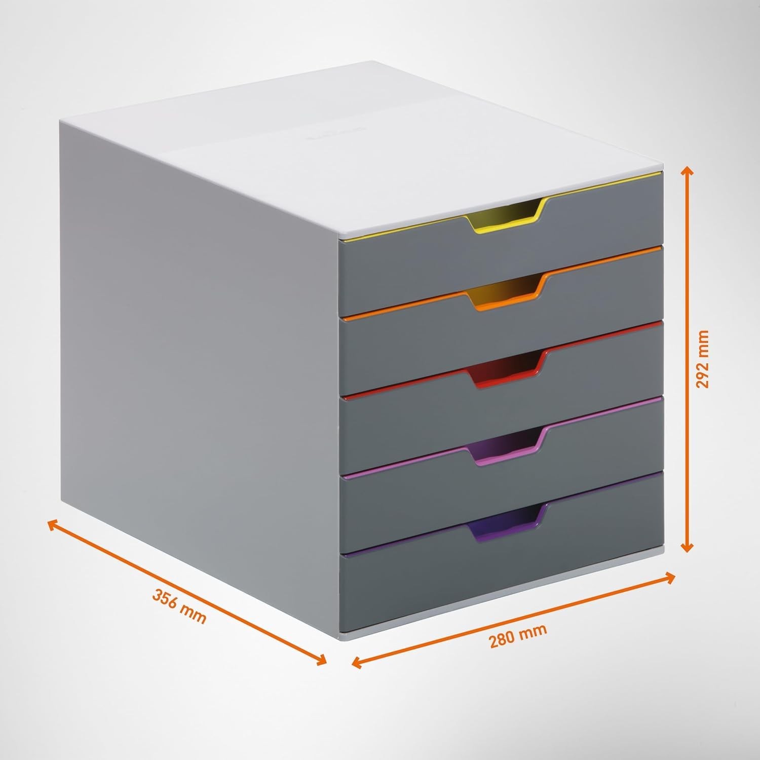 Varicolor 5 Drawer Unit – Gray Desktop Drawer Set with 5 Color Coded Draws – …