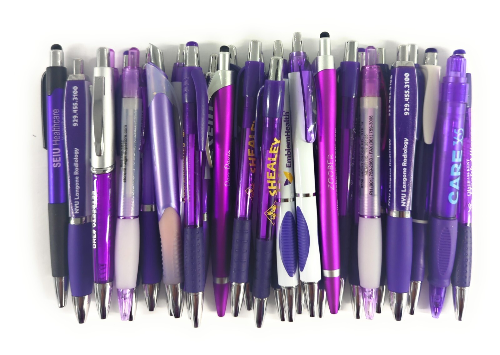 30ct Mixed Lot Misprint Retractable Click Pens: PURPLE/ VIOLET/ LAVENDER/ PLUM