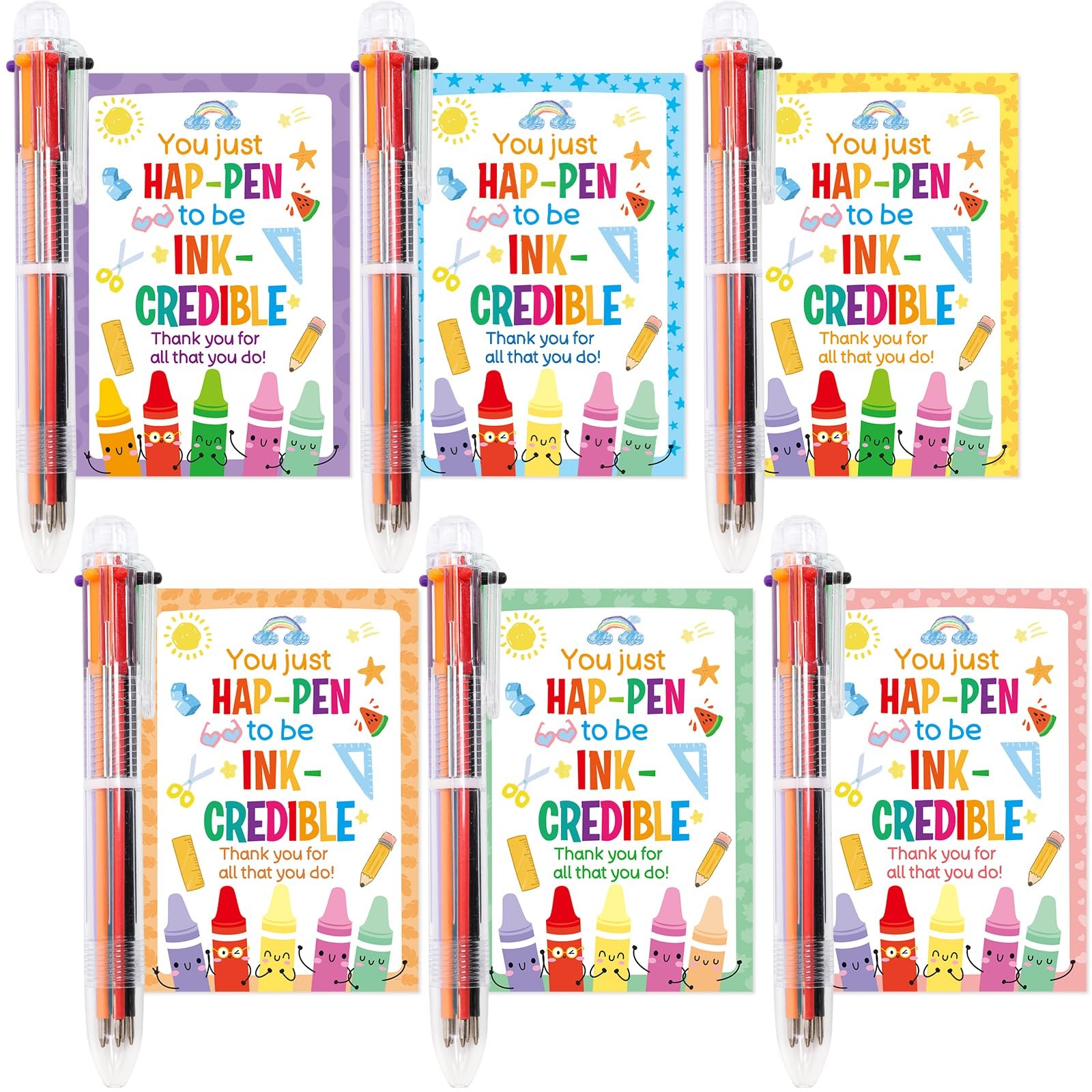 End of the Year Gifts for Students 30 Pack 6 in 1 Multicolor Pens with Cards …