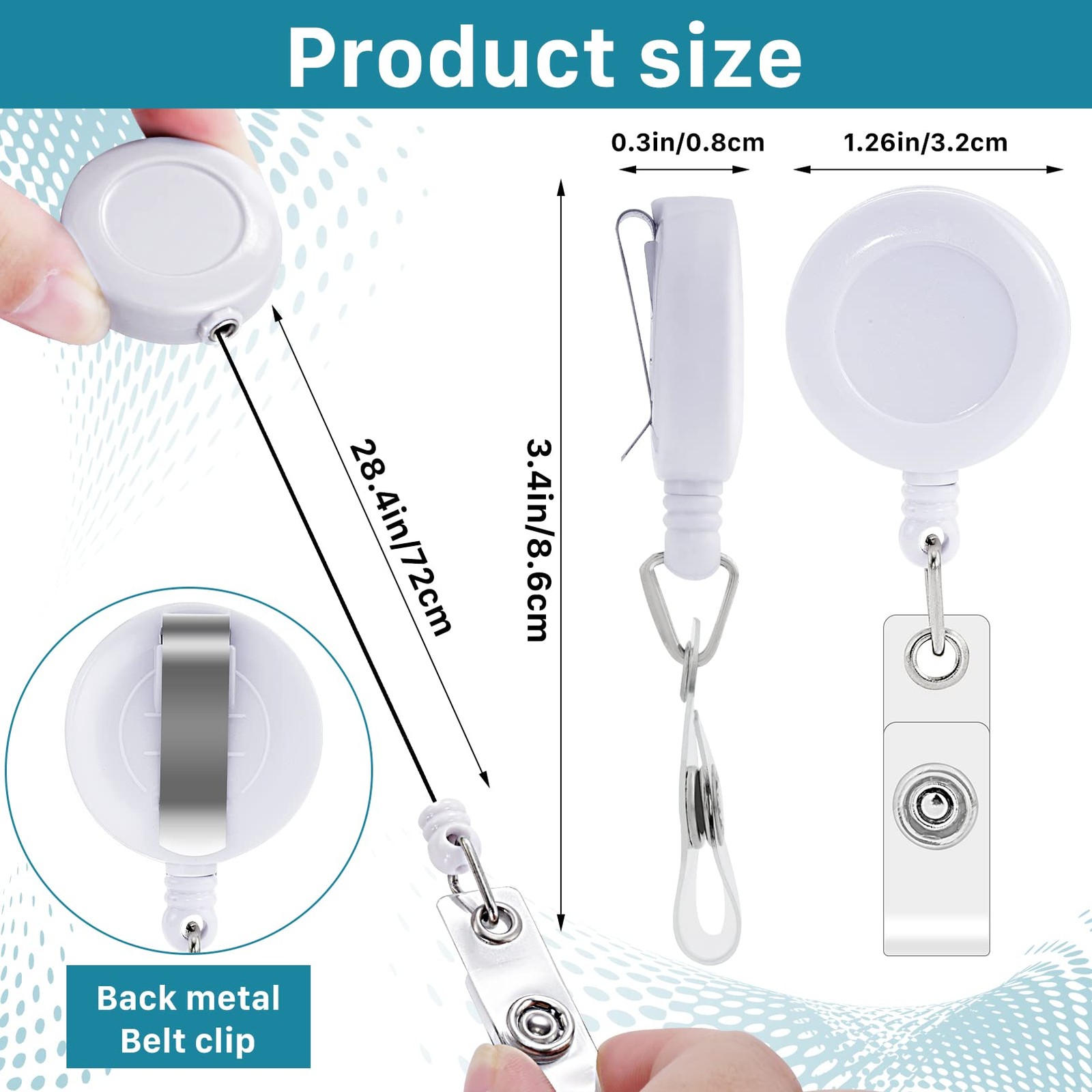 Yacaisi 50 Pack Retractable Badge Reelsretractable Badge Holder Reels Belt