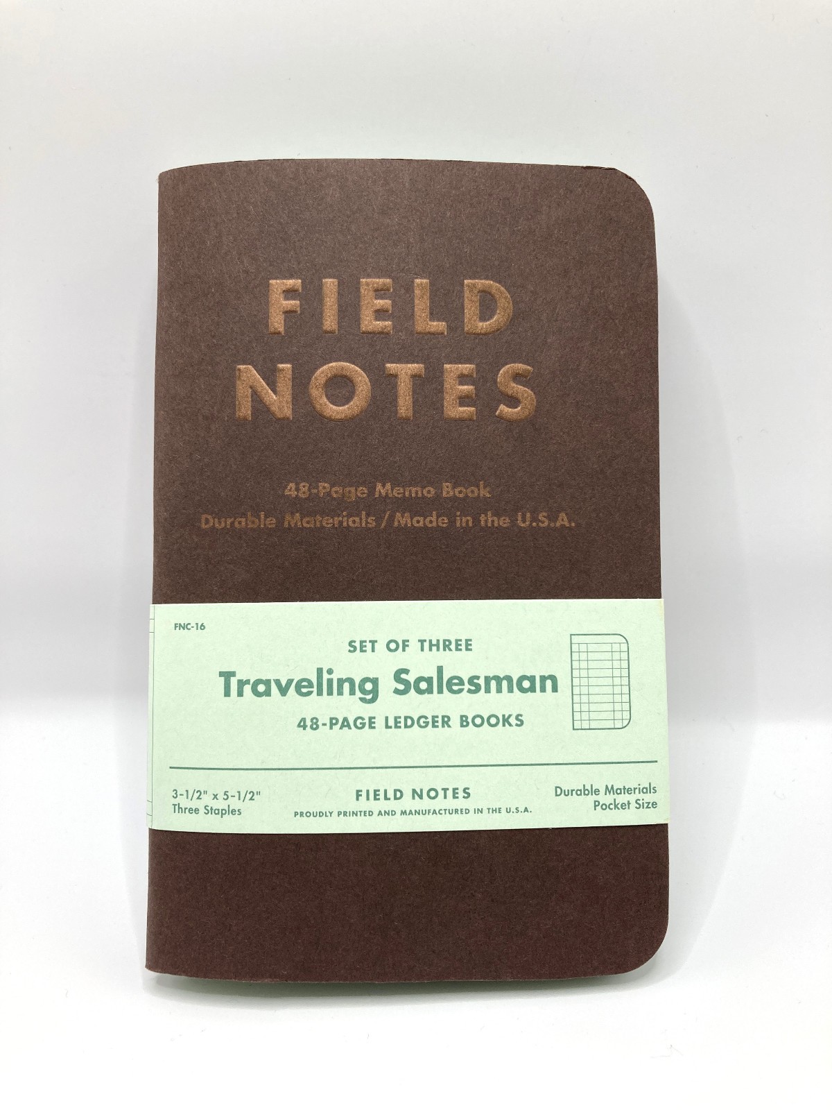 Reduced ! Field Notes FNC-16 TRAVELING SALESMAN Ledger Books – Set of 3 w/ Band