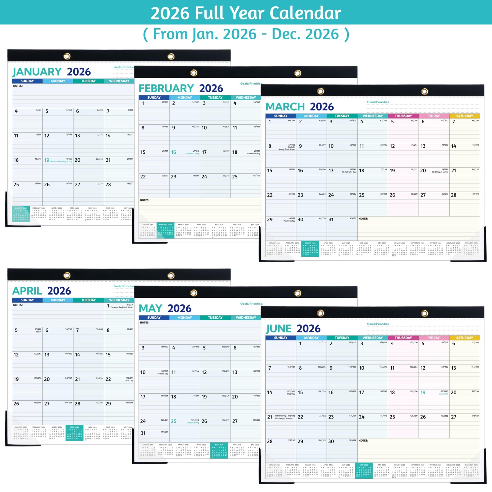 2026 Desk Calendar – Jan 2026 – Dec 2026, 12 Monthly Calendar, Large Desk…