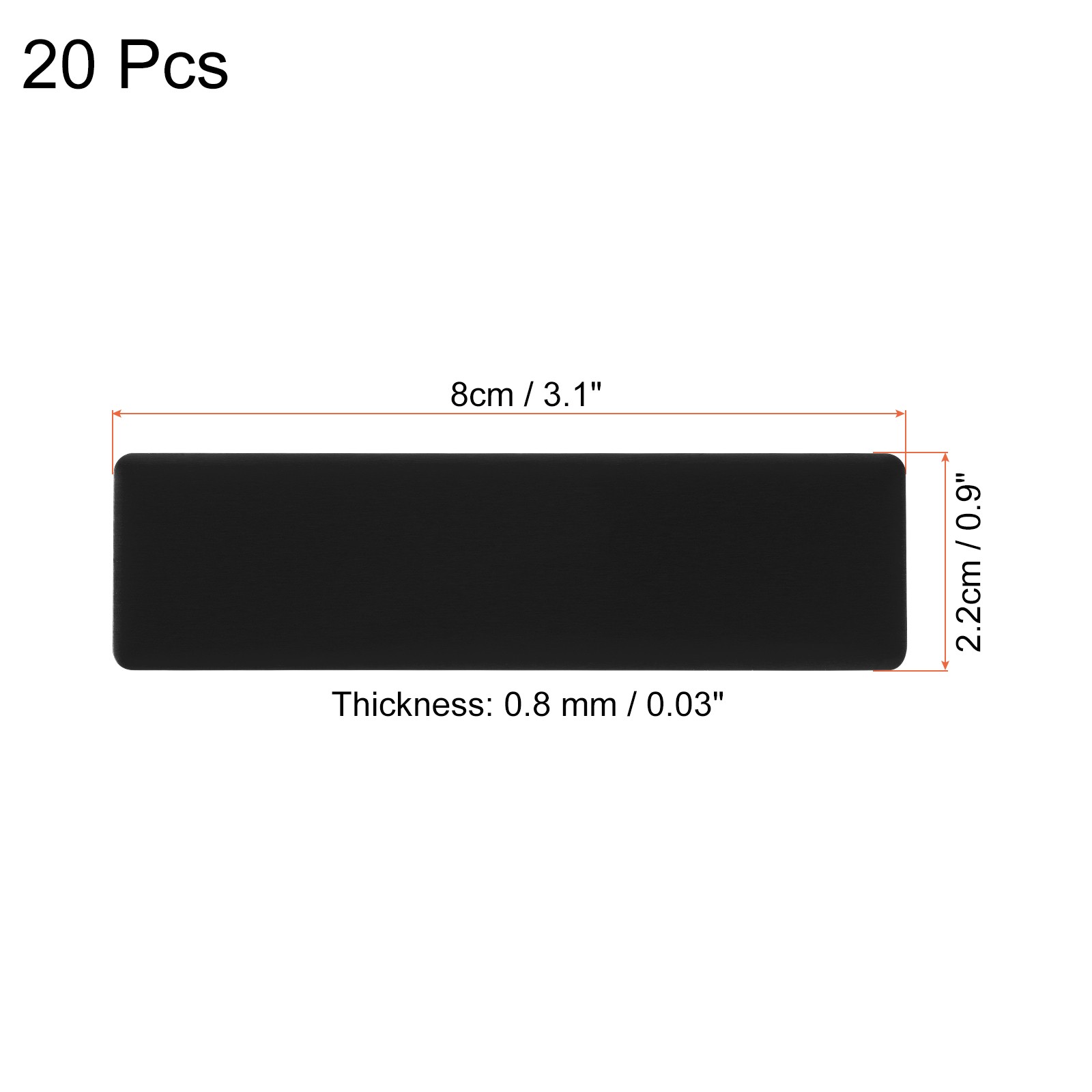 20Pcs 3″x1″x0.03″ Anodized Aluminium Laser Engraved Mount Plate Blank Black