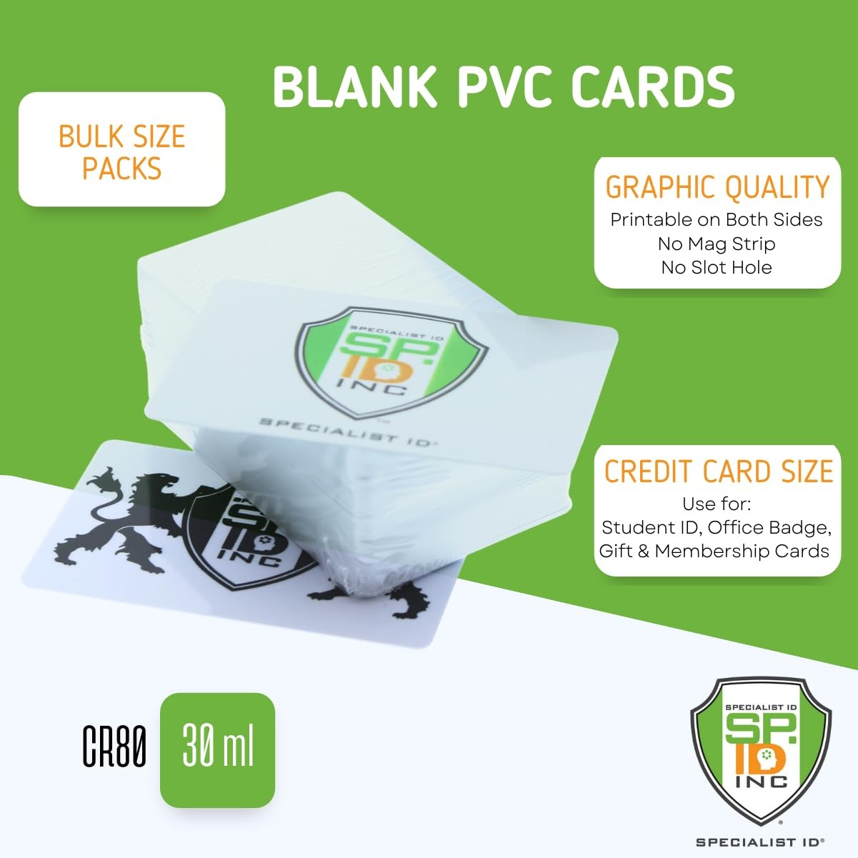 Bulk 100 Pack – Premium Blank PVC Cards for ID Badge Printers 100 Pack, White