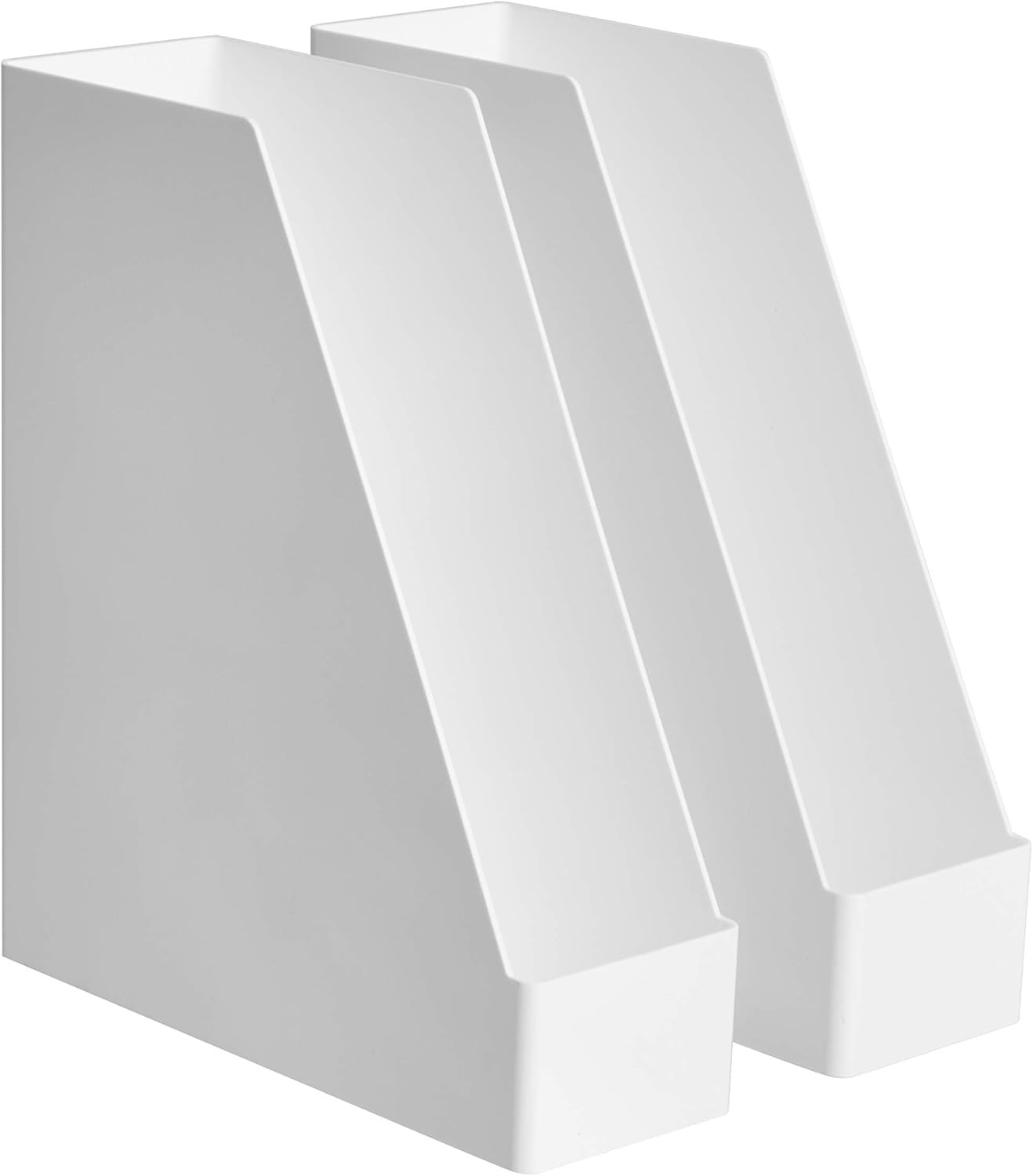 Amazon Basics Rectangular Plastic Desk Organizer, Magazine 2 pack, White
