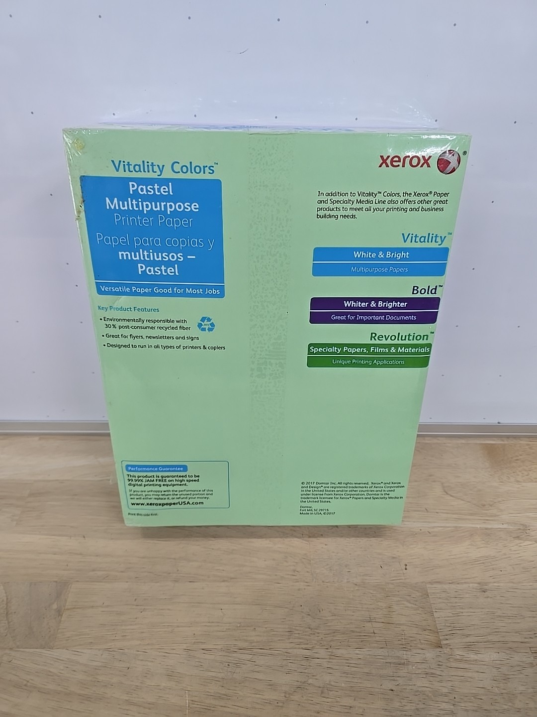 New Xerox Vitality Pastel Plus Multipurpose Printer Paper, Letter, Grn, 500-Pk