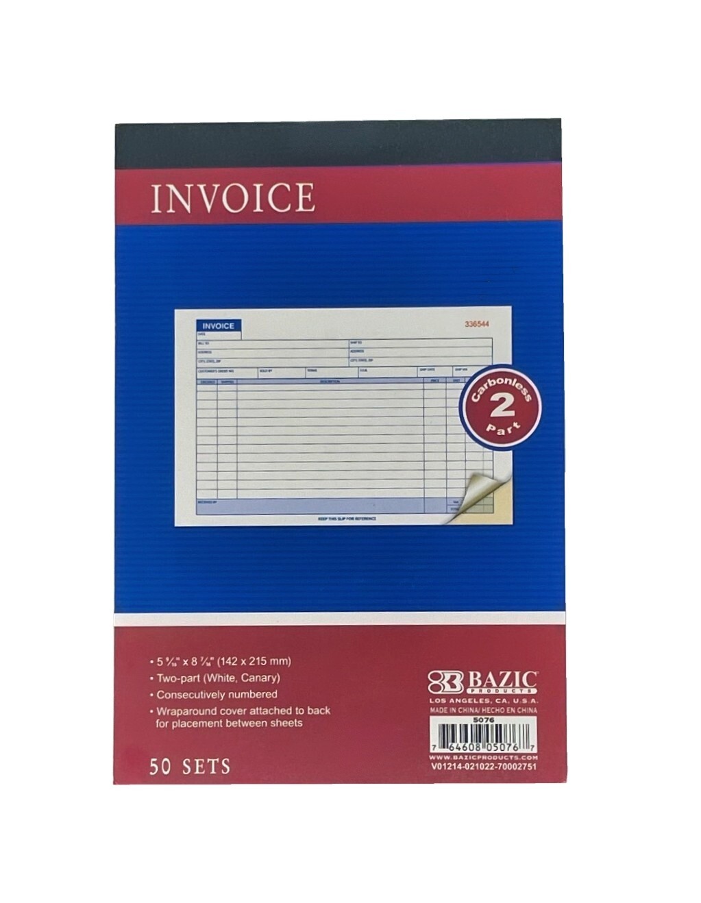 5PK Carbonless Invoice Receipt Record Book 2 Part 50 Sets Duplicate Receipt Copy
