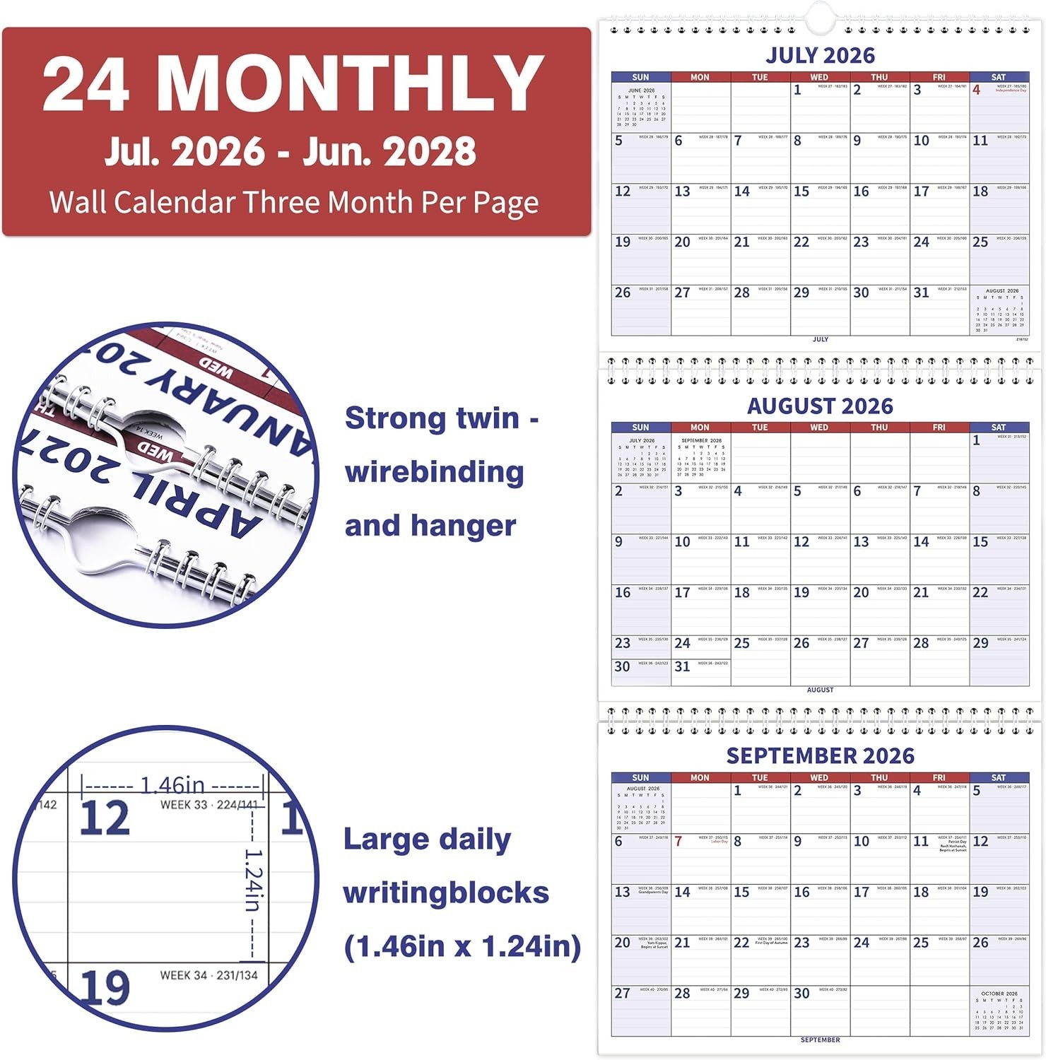 Unicor 2026 Fed Wall Calendar, Qty=2, Individual, Single, Displays 3
