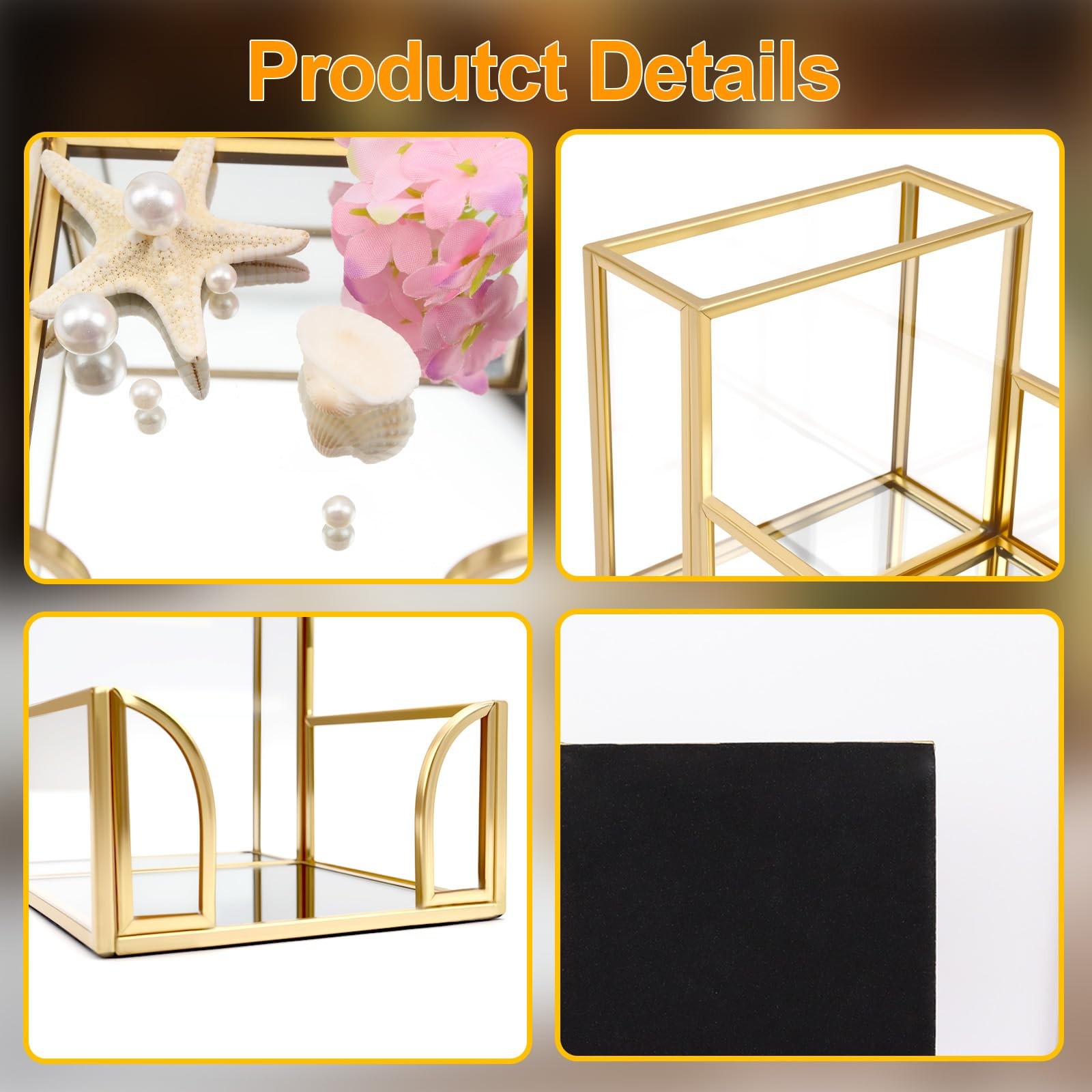 Sticky Note Holder,Glass Post It Note Dispenser with Pen Slot,Gold 3 x 3 Inch…