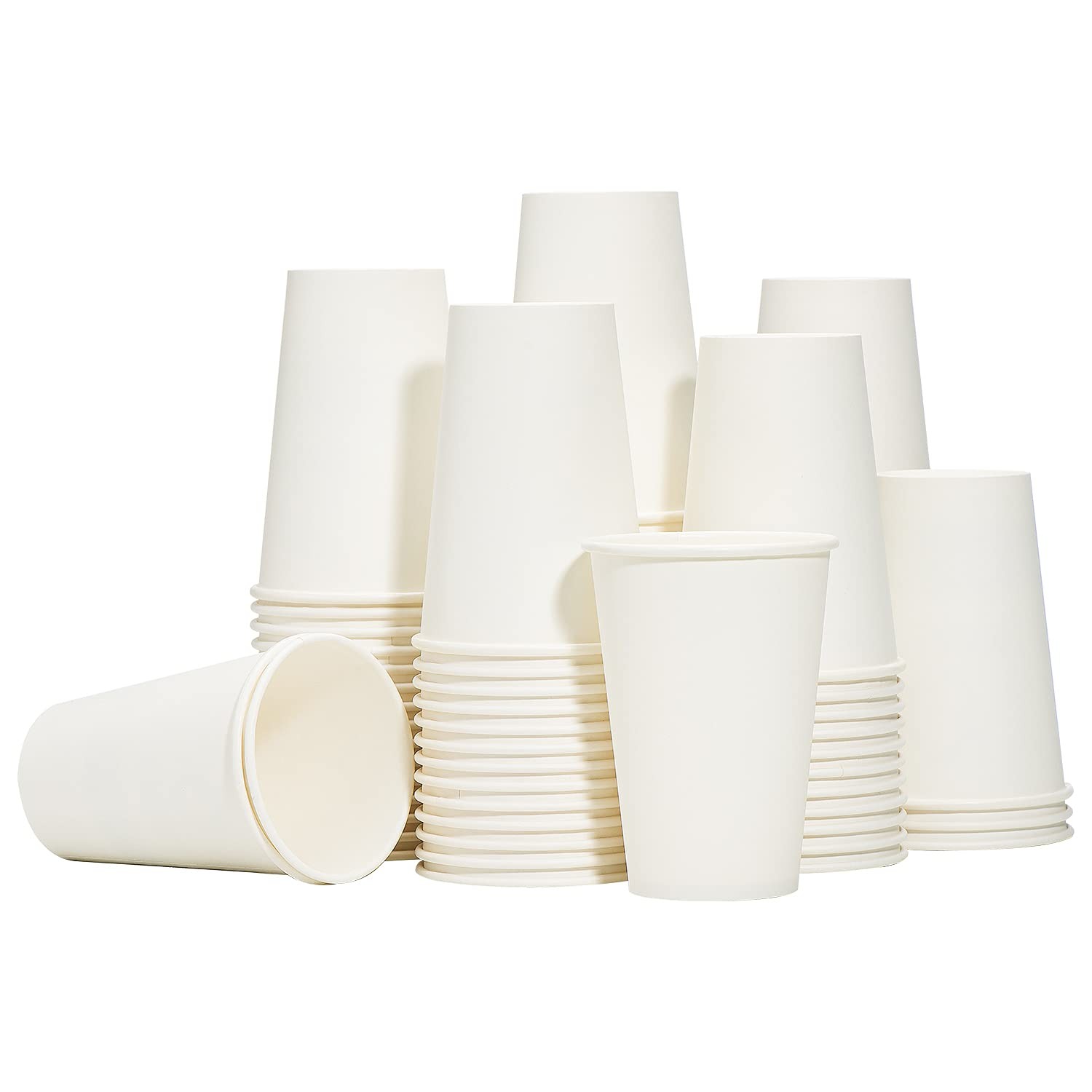 RACETOP Disposable Paper Coffee Cups 12 oz [100 12 White Solid,