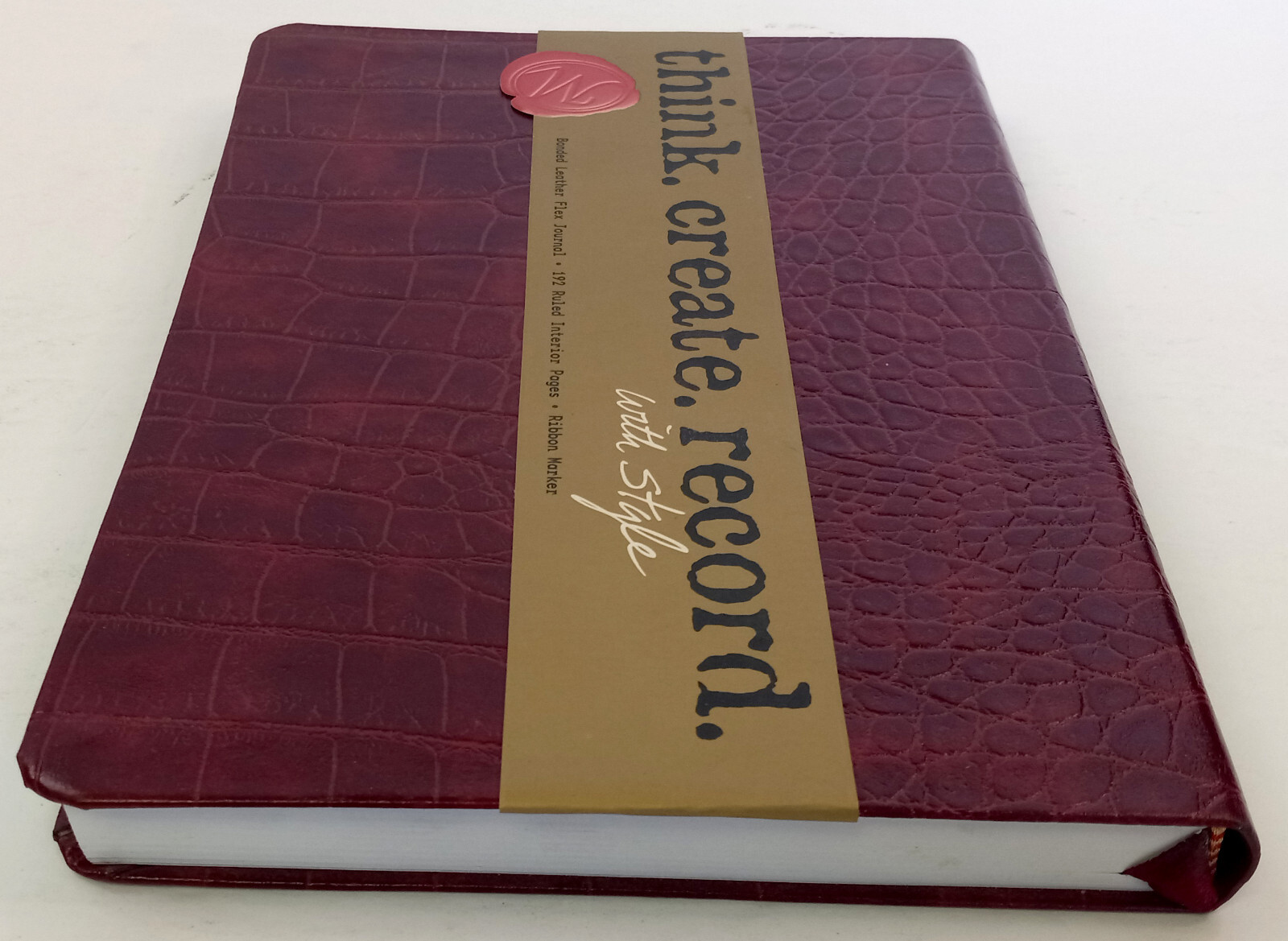 Notebook 192 Pages Ruled Bonded Leather Brown Markings by C.R. Gibson Blank