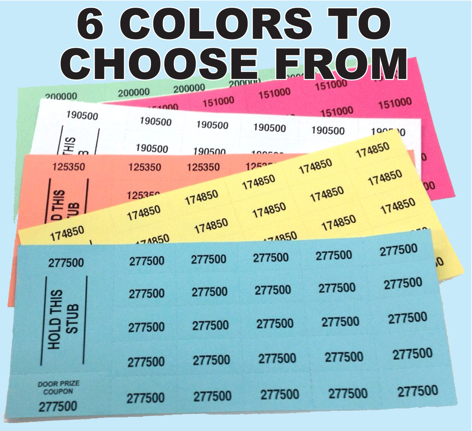 1000 Chinese Auction/Penny Sale /Tricky Tray Tickets -Made in US – FREE Shipping