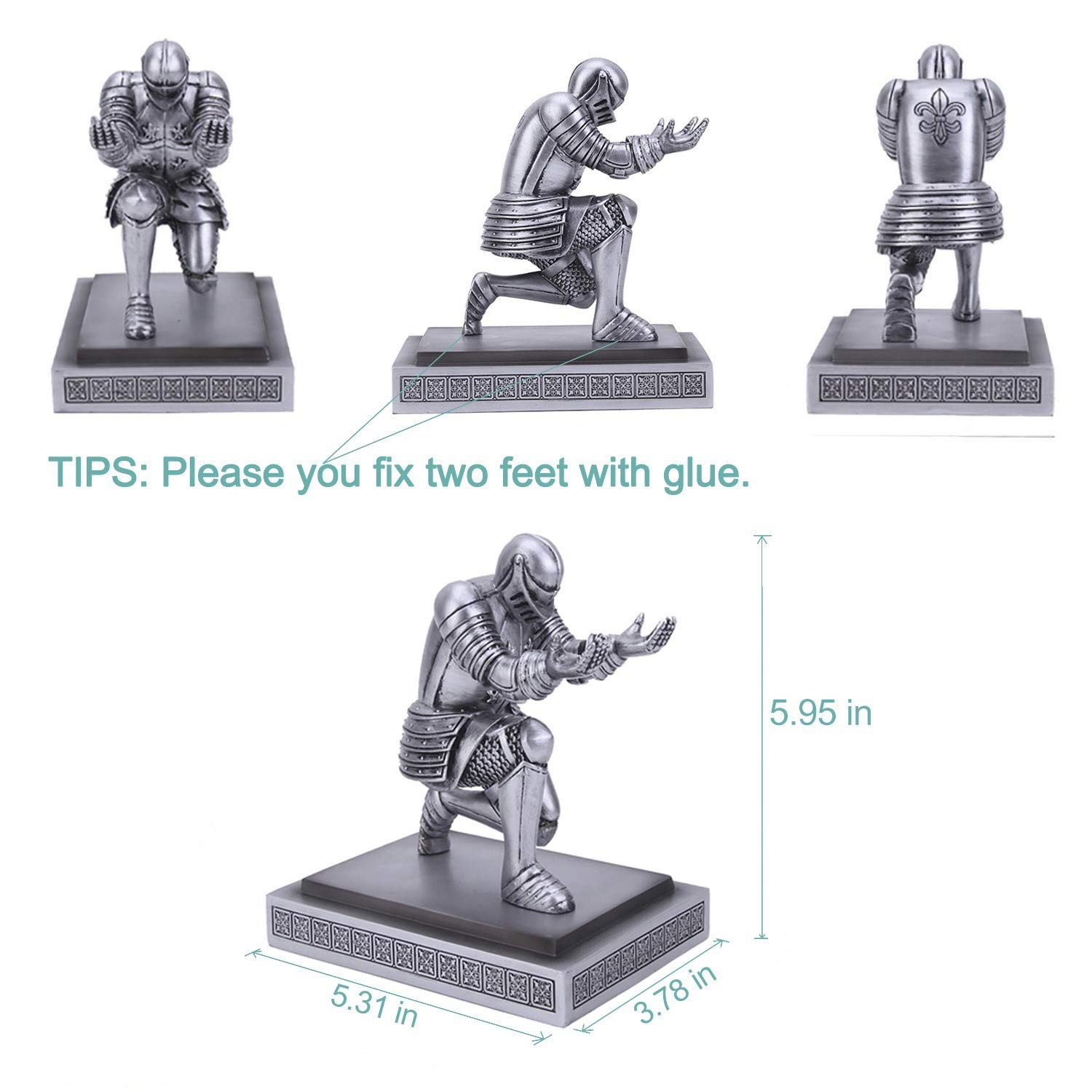XMXIAYUN Knight Pen Holder Stand with a Pen, Personalized Desk Silver
