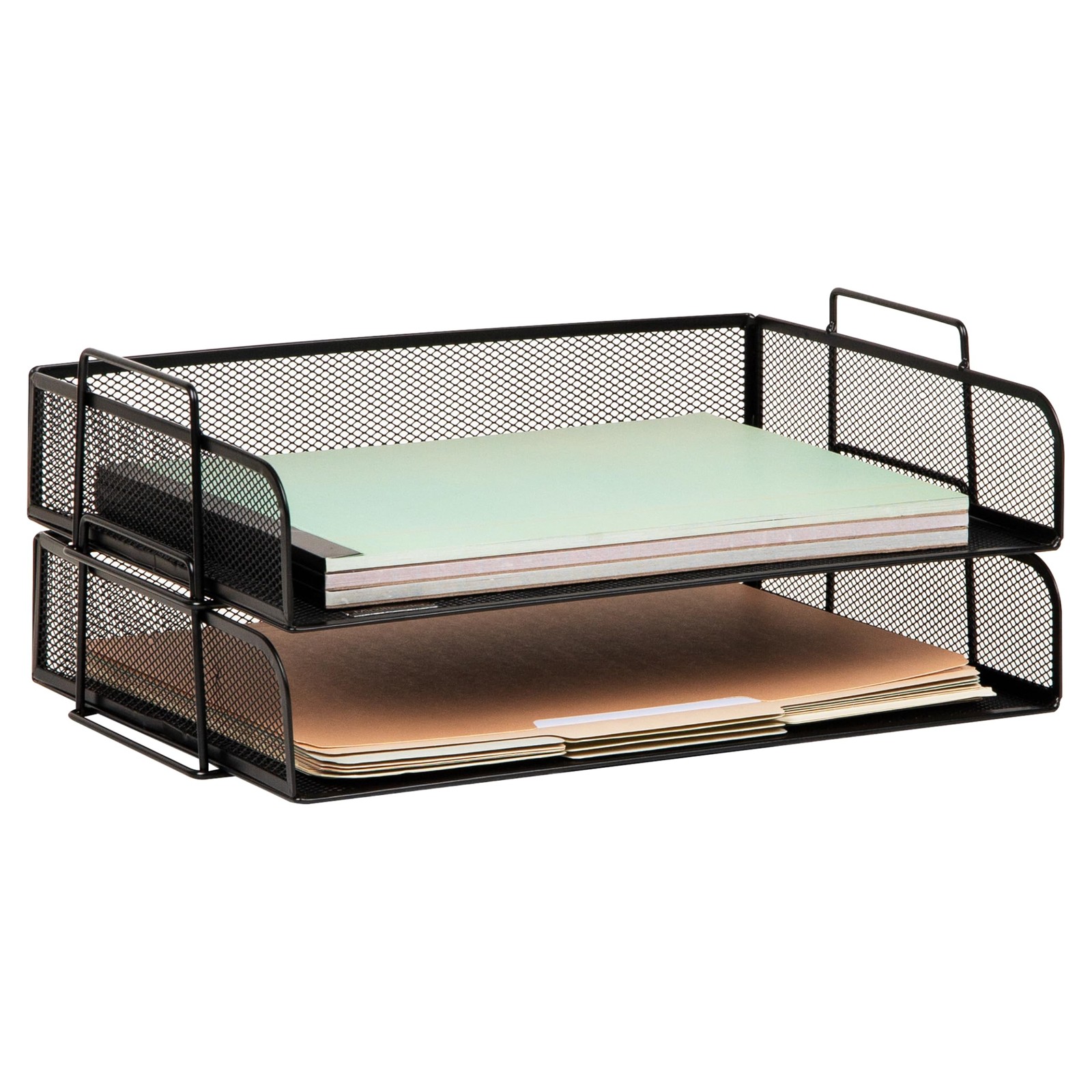Mind Reader Stackable Paper Tray, Desktop 13.3″ x 9.8″ x 2.8″, Black