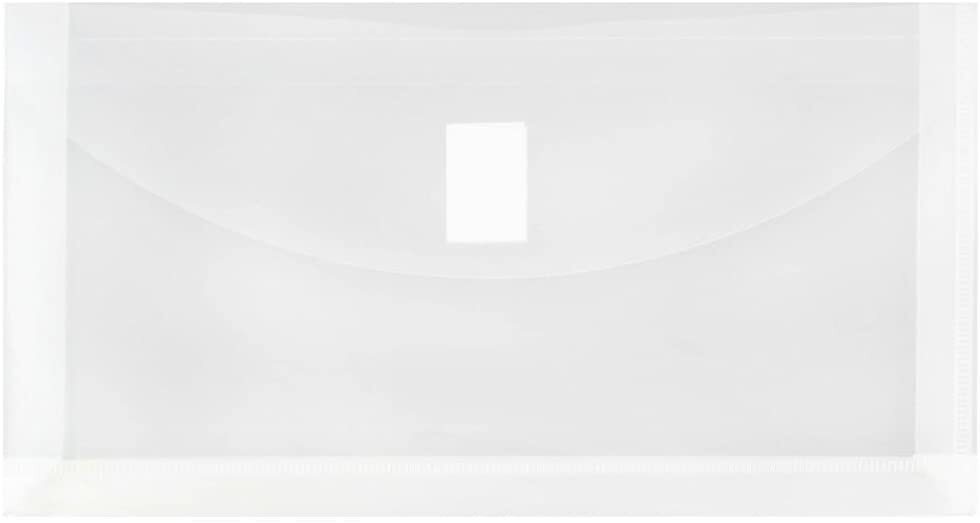 Jam Paper Plastic Envelopes Hook Loop Closure 1″ Expansion 5 1/4″ x 10″ #10 Size