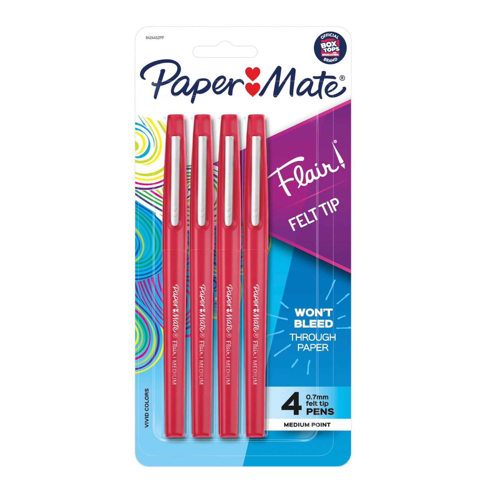 Paper Mate Flair Felt Tip Pens, Medium Point 1 Count (Pack of 4), Red