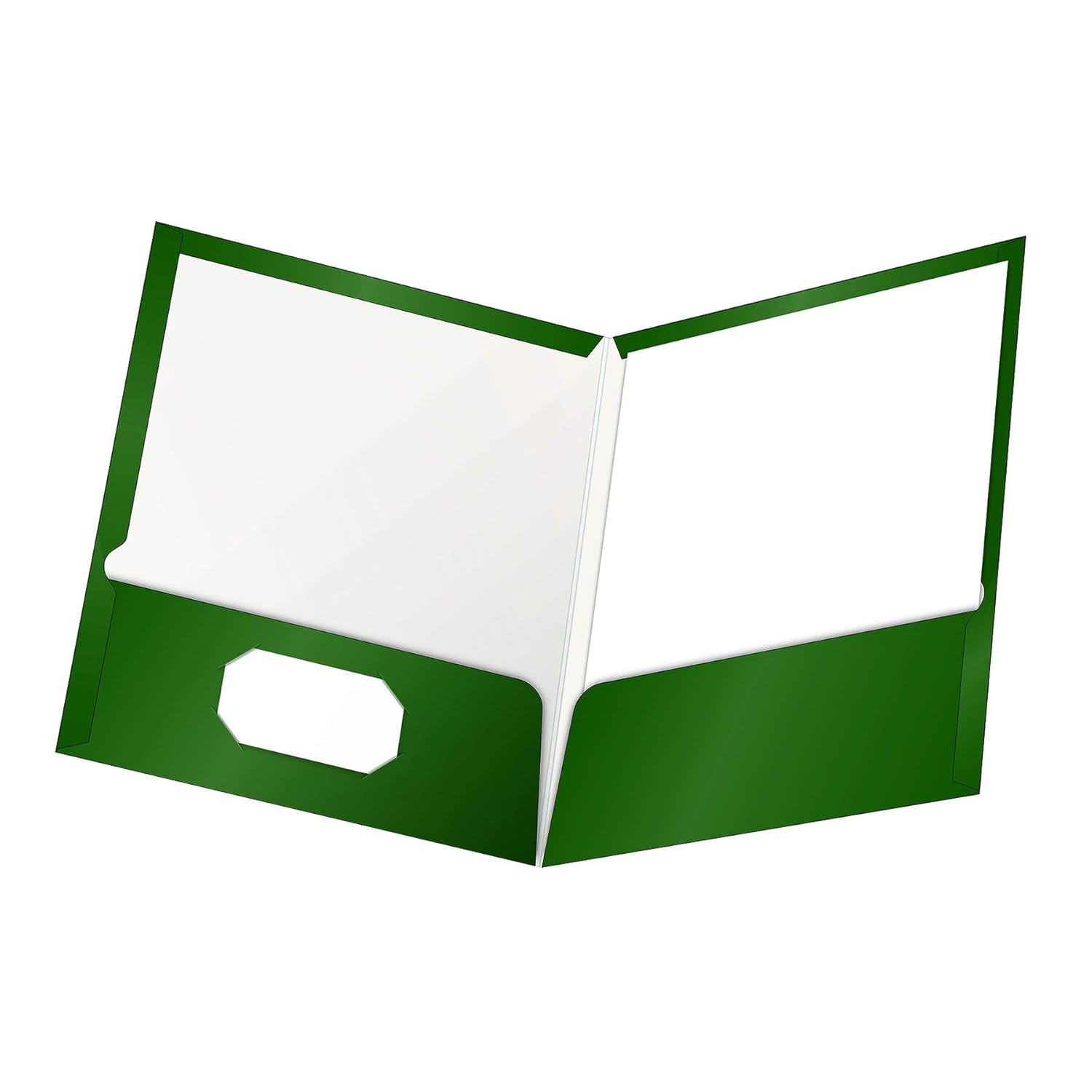 Laminated Twin-Pocket Folders, Letter Size, Green, Holds 100 Sheets, Box of 25 (