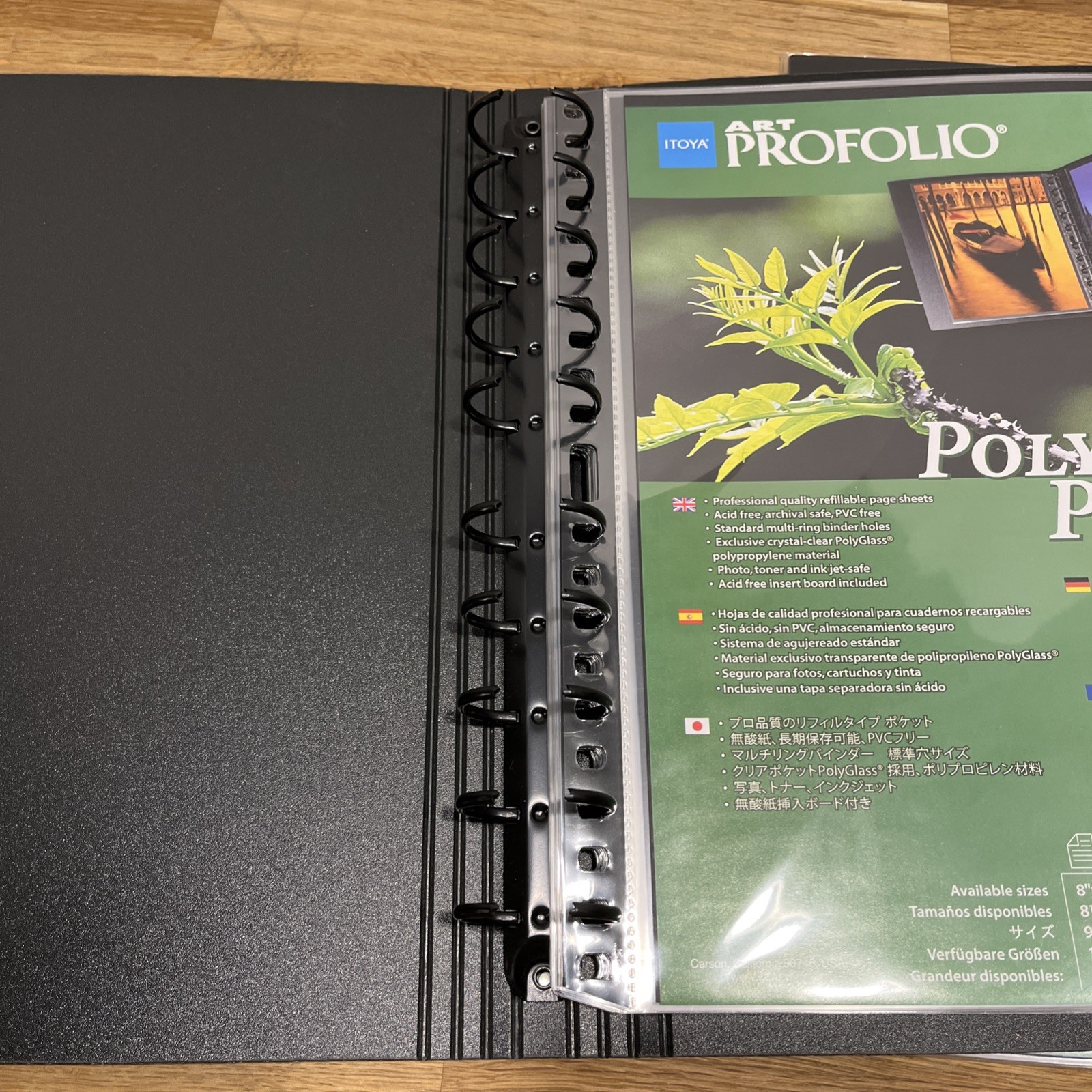 Itoya RB811 Multi-Ring 8.5” x 11” Black Refillable Binder w/ 20 new refill pages