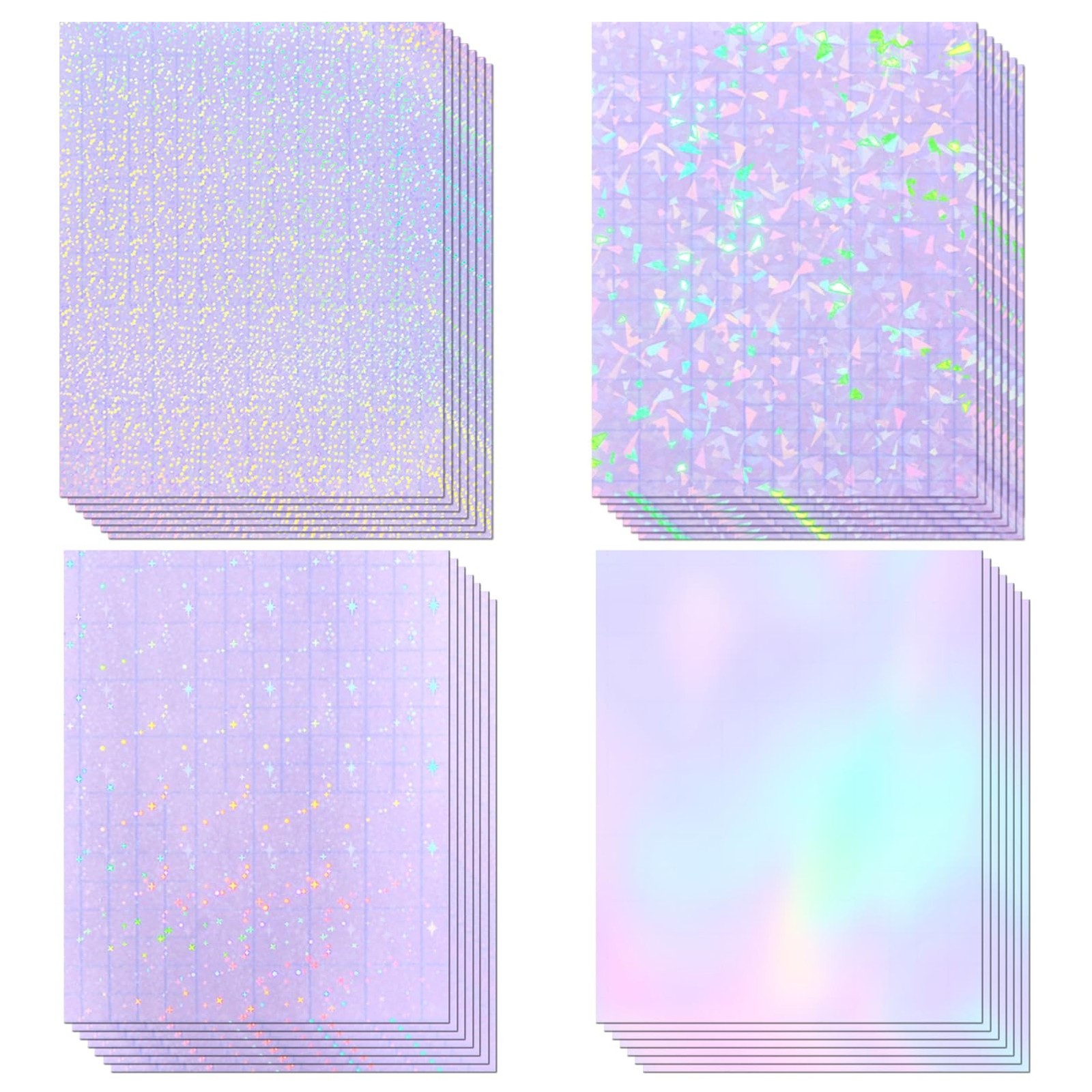 36 Sheets Holographic Sticker Paper, Transparent Holographic Vinyl Laminate F…