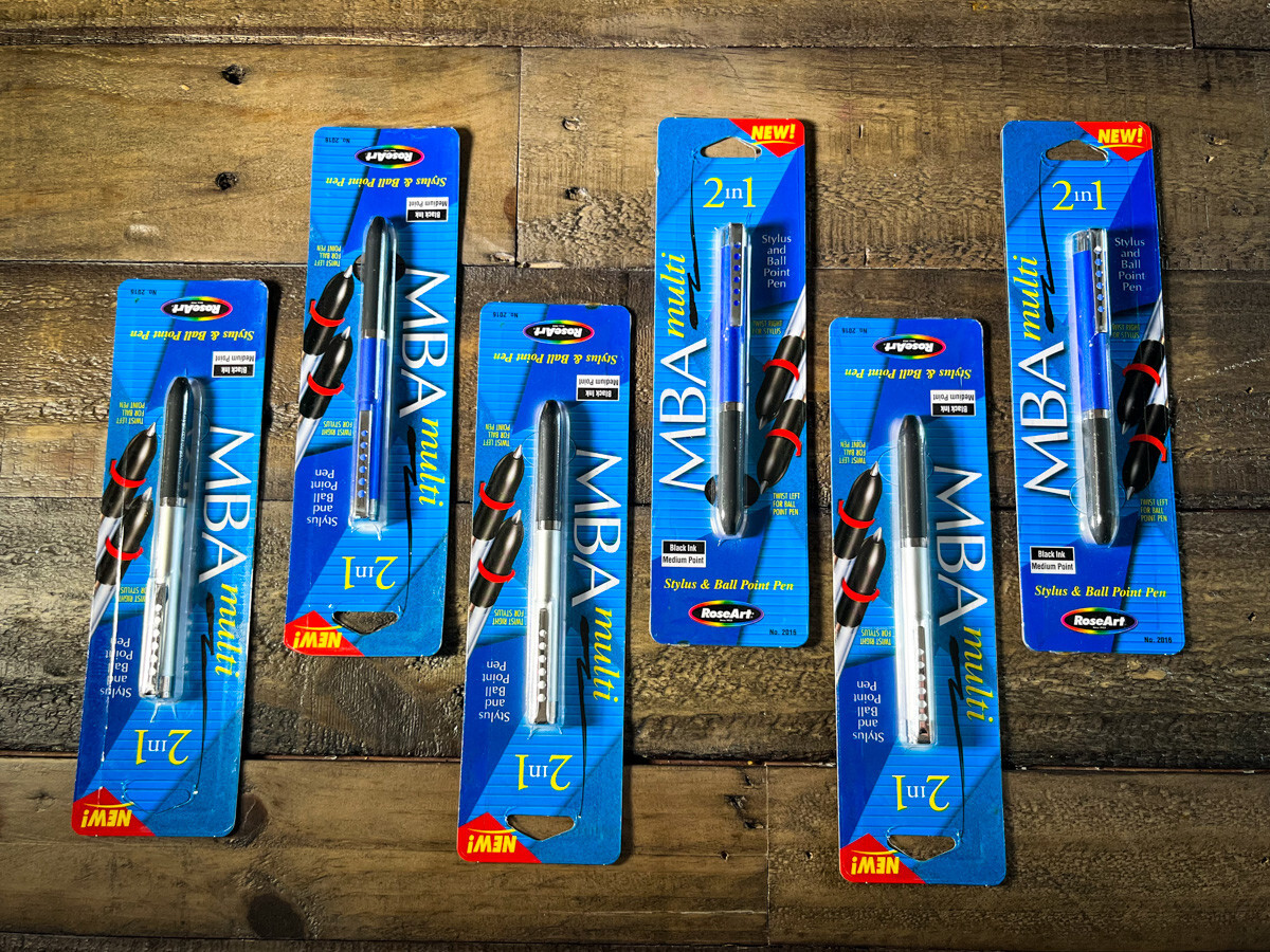 Rose Art Ball Point Pens Blue and Black Inks with Stylus MBA Multi 6 Pack