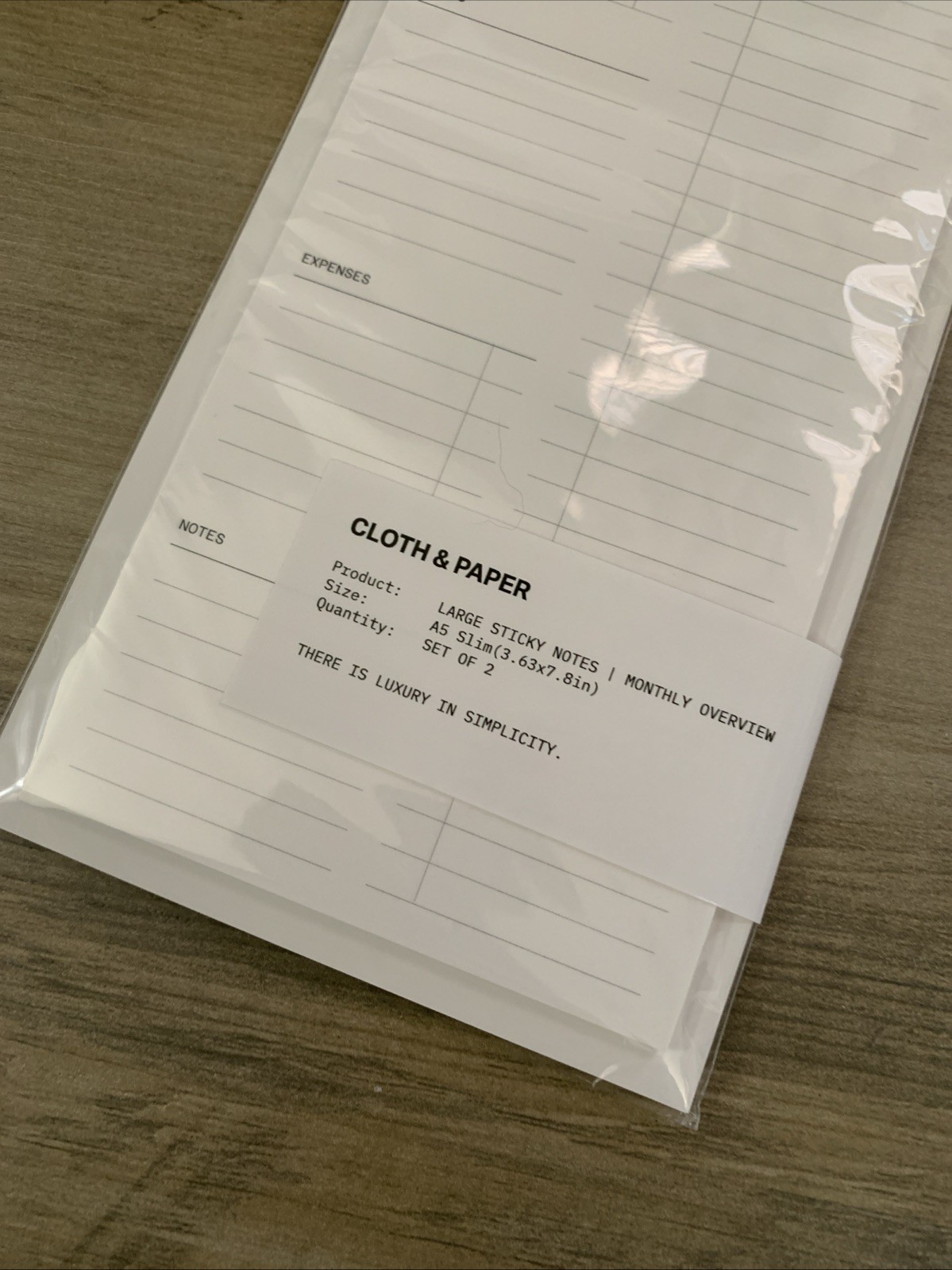 Cloth & Paper A5 Slim Large Sticky Notes Monthly Overview