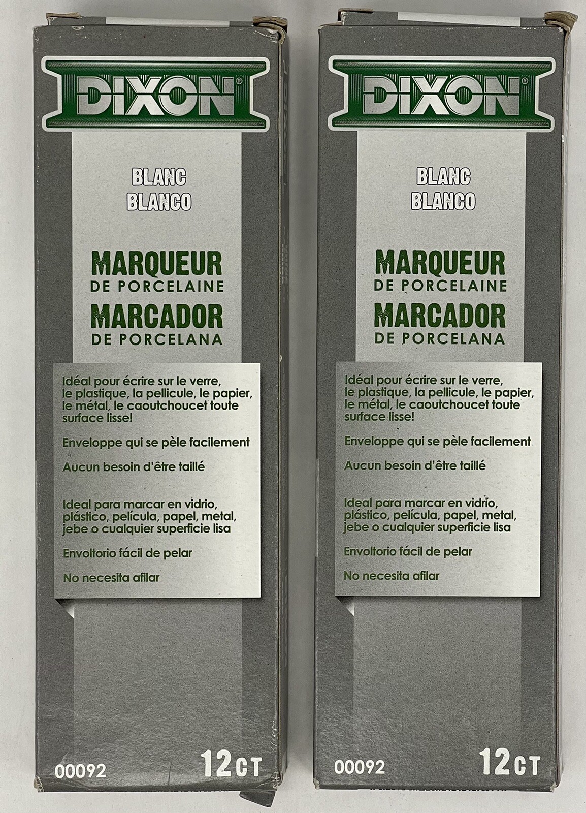 2 PACK – 24 TOTAL Dixon Phano China Marker White 92 00092 Peel Off Grease Pencil