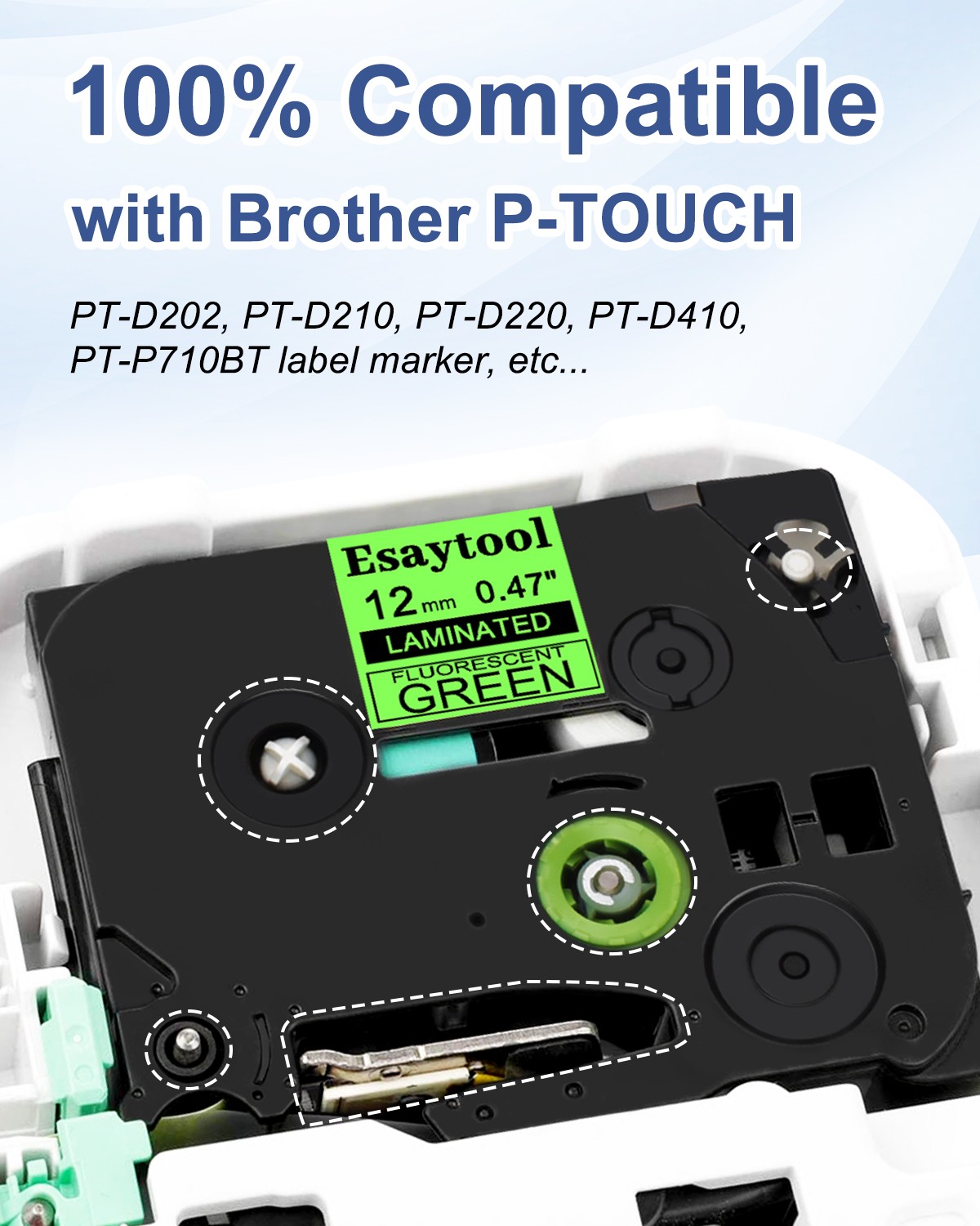 2PK Fit Brother P-Touch TZ TZE Label Fluorescent Tape Orange Yellow Green 9~24mm