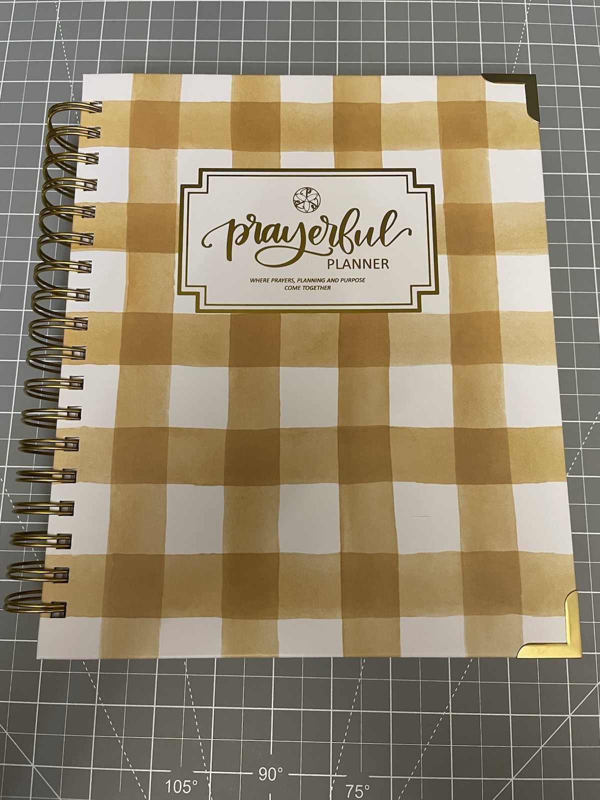Prayerful Planner Undated Classic 7.5”x 9.5” Spiral Bound Yellow Gingham NIB